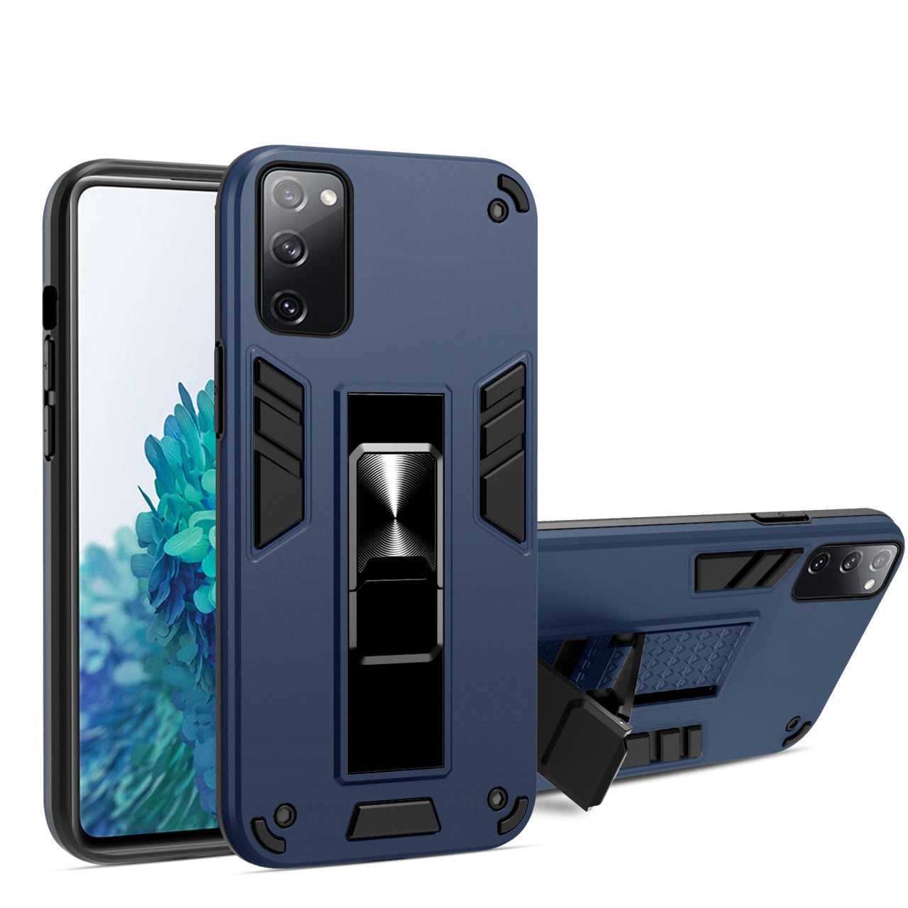 Anti-scratch Hidden Bracket TPU + PC Phone Case [Built-in Magnetic Metal Sheet] for Samsung Galaxy S20 FE 4G/FE 5G/S20 Lite/S20 FE 2022 - Blue