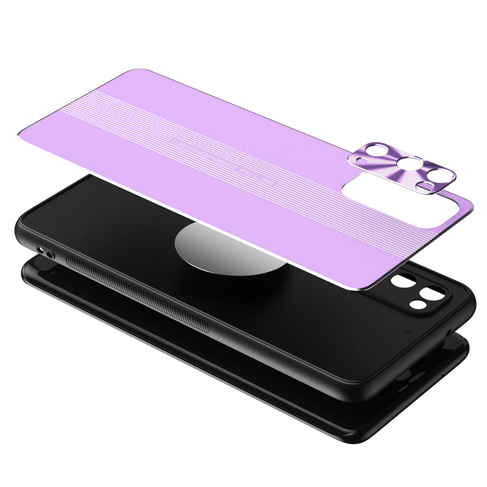 Built-in Magnet Sheet Design Full Protection TPU + Metal Hybrid Protective Case for Samsung Galaxy S20 FE 4G/FE 5G/S20 Lite/S20 FE 2022  - Purple