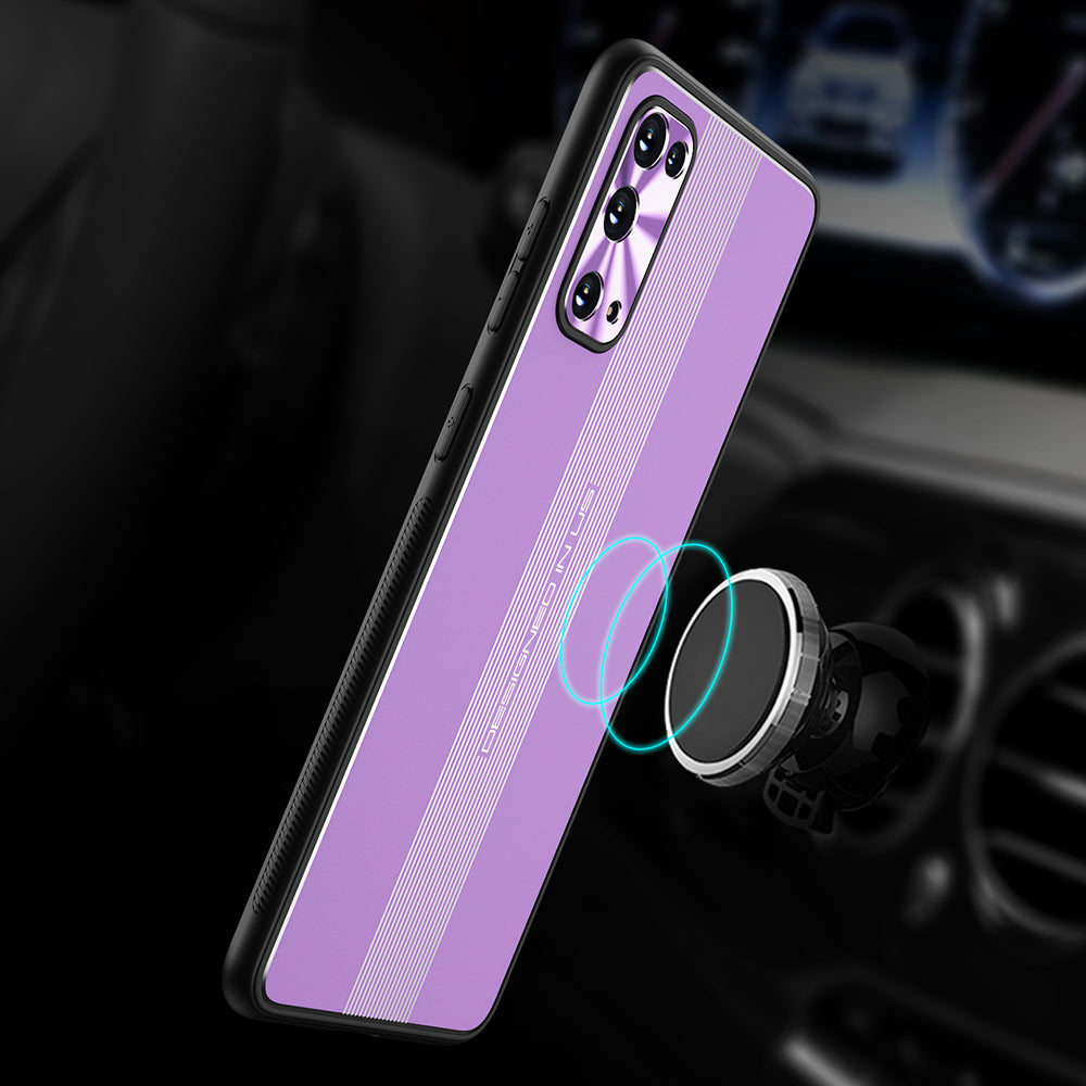 Built-in Magnet Sheet Design Full Protection TPU + Metal Hybrid Protective Case for Samsung Galaxy S20 FE 4G/FE 5G/S20 Lite/S20 FE 2022  - Purple