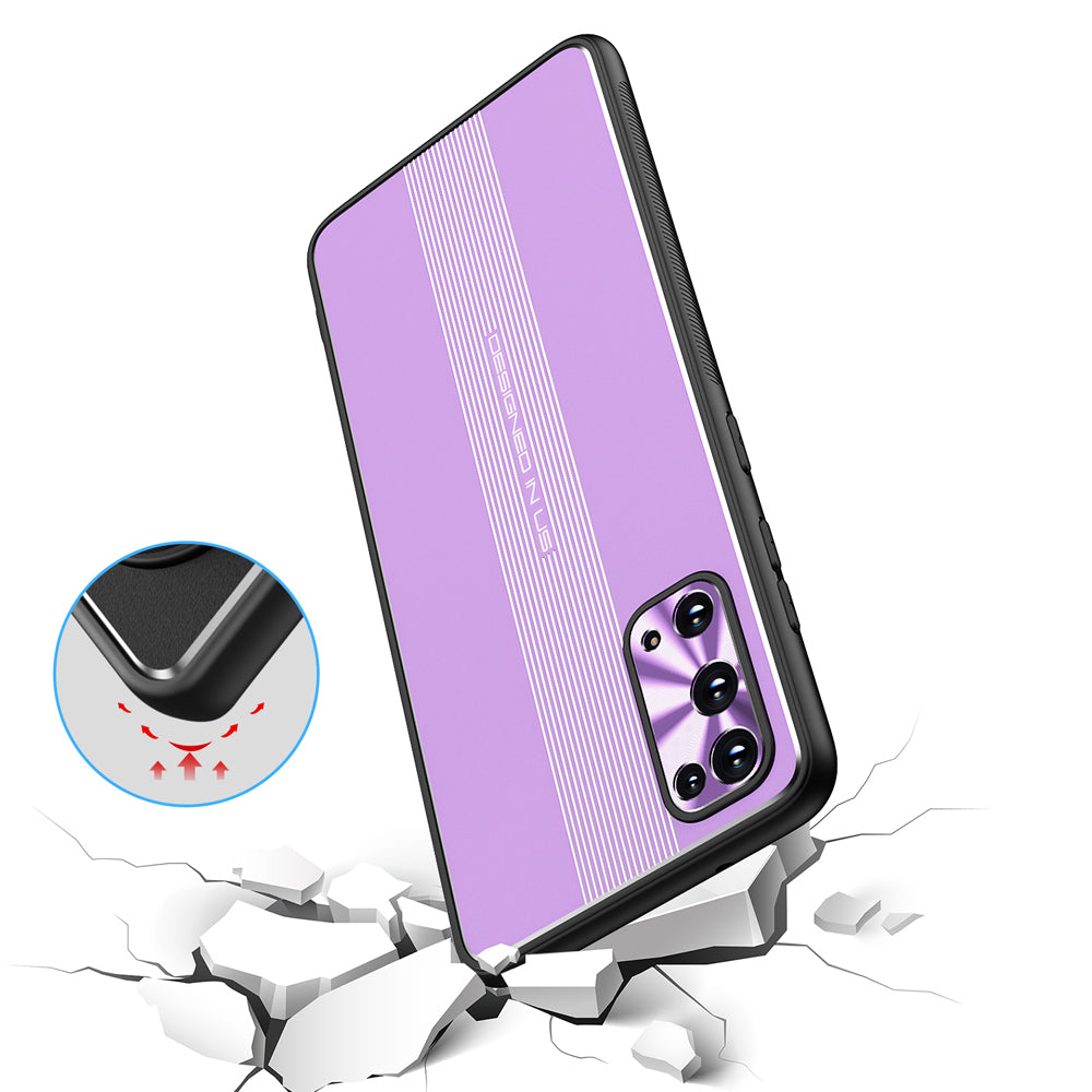 Built-in Magnet Sheet Design Full Protection TPU + Metal Hybrid Protective Case for Samsung Galaxy S20 FE 4G/FE 5G/S20 Lite/S20 FE 2022  - Purple