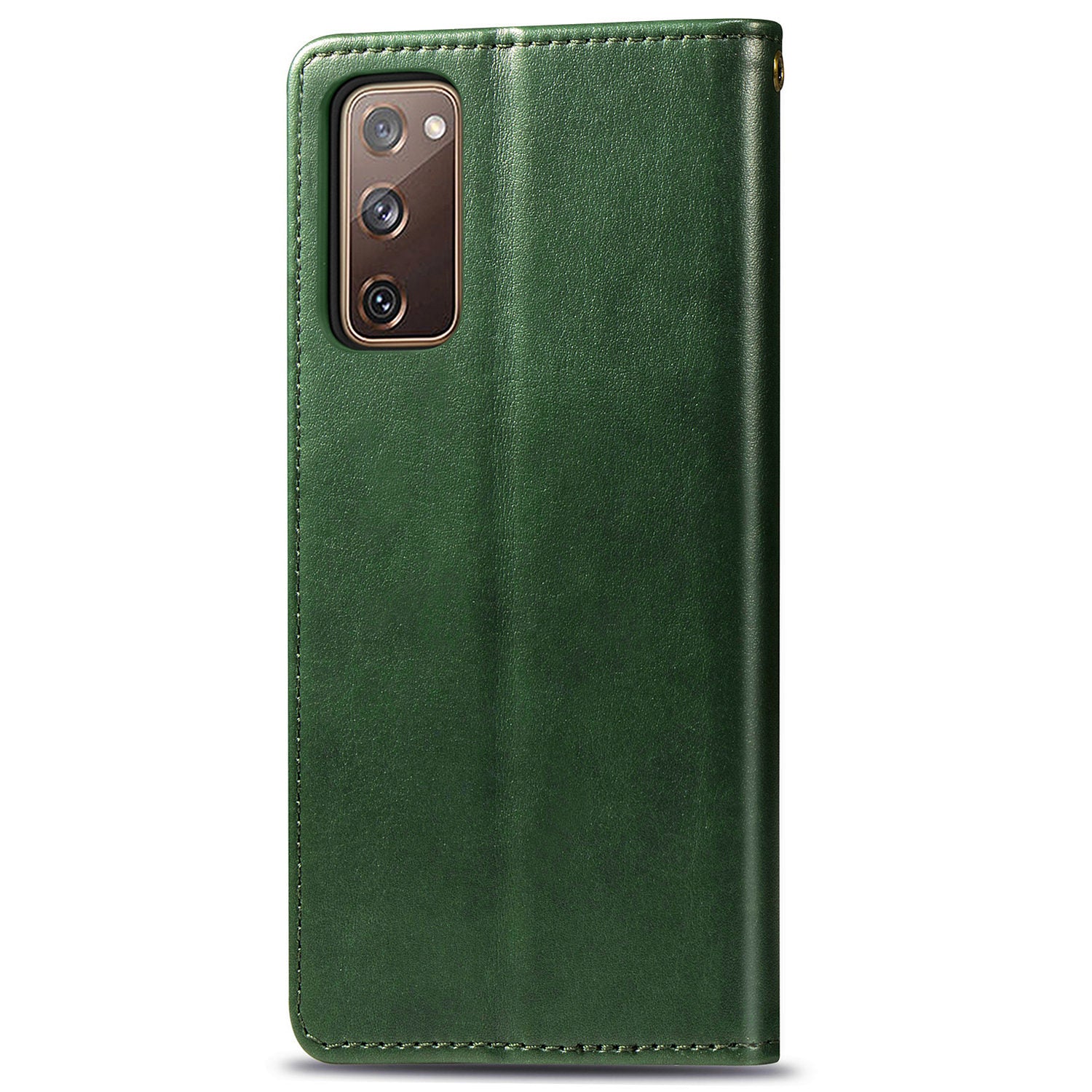 Solid Color Wallet Stand Leather Phone Shell for Samsung Galaxy S20 FE 4G/FE 5G/S20 Lite/S20 FE 2022  - Blackish Green