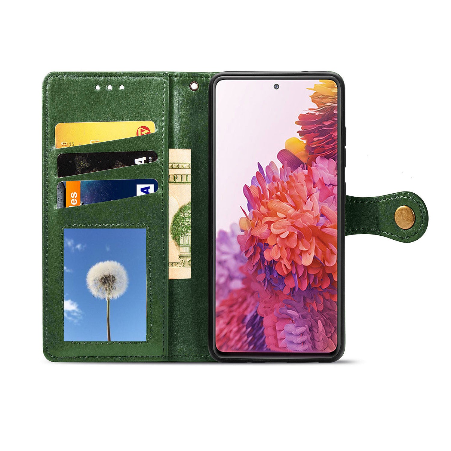 Solid Color Wallet Stand Leather Phone Shell for Samsung Galaxy S20 FE 4G/FE 5G/S20 Lite/S20 FE 2022  - Blackish Green