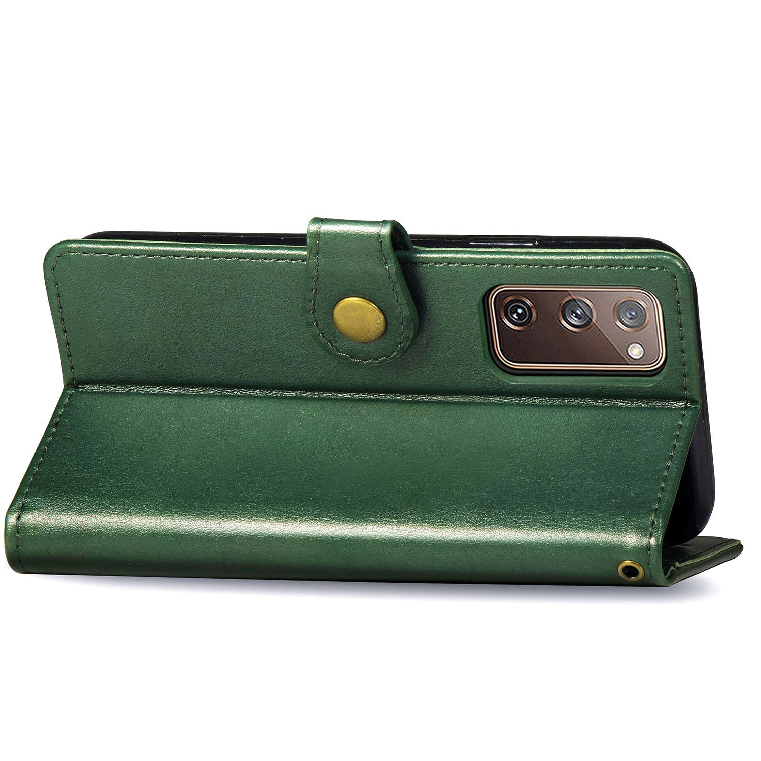 Solid Color Wallet Stand Leather Phone Shell for Samsung Galaxy S20 FE 4G/FE 5G/S20 Lite/S20 FE 2022  - Blackish Green