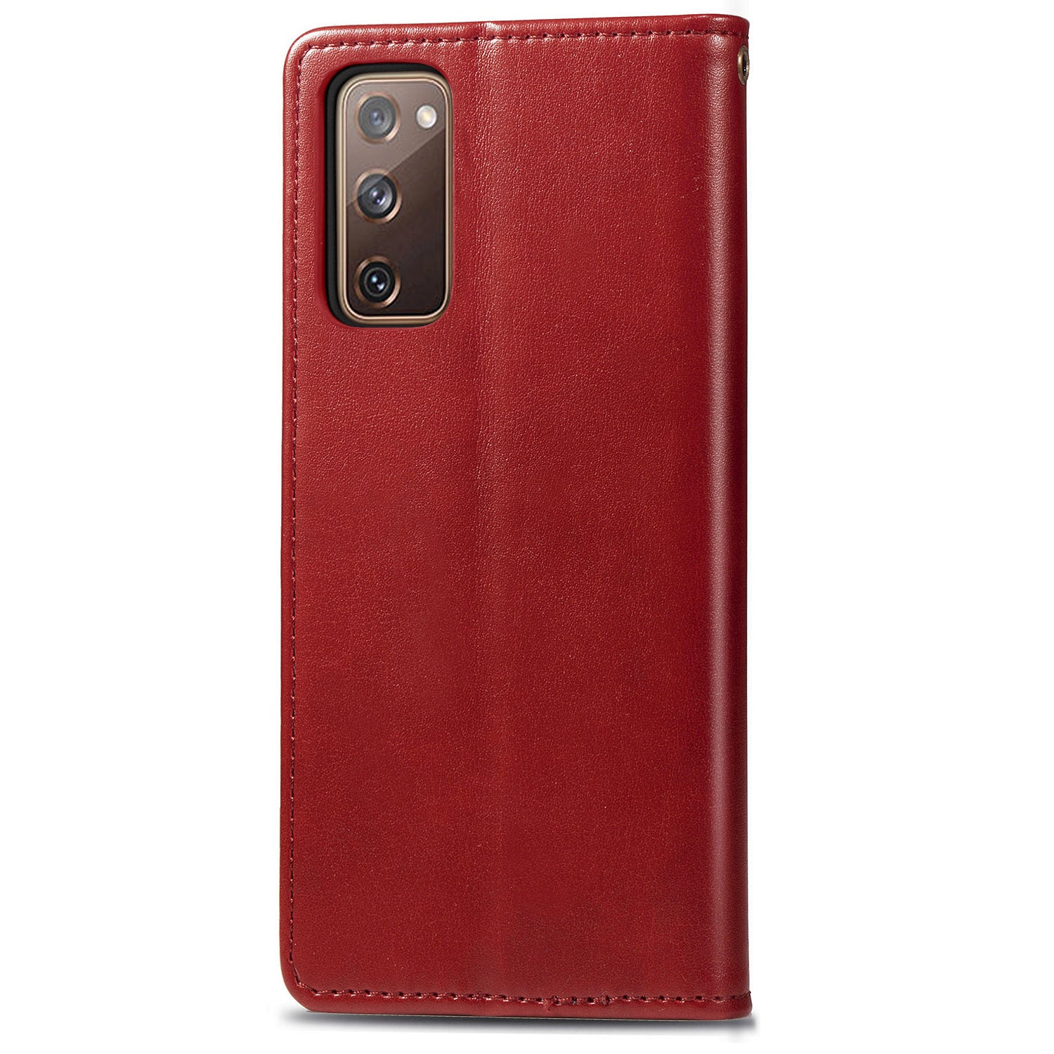 Solid Color Wallet Stand Leather Phone Shell for Samsung Galaxy S20 FE 4G/FE 5G/S20 Lite/S20 FE 2022  - Red