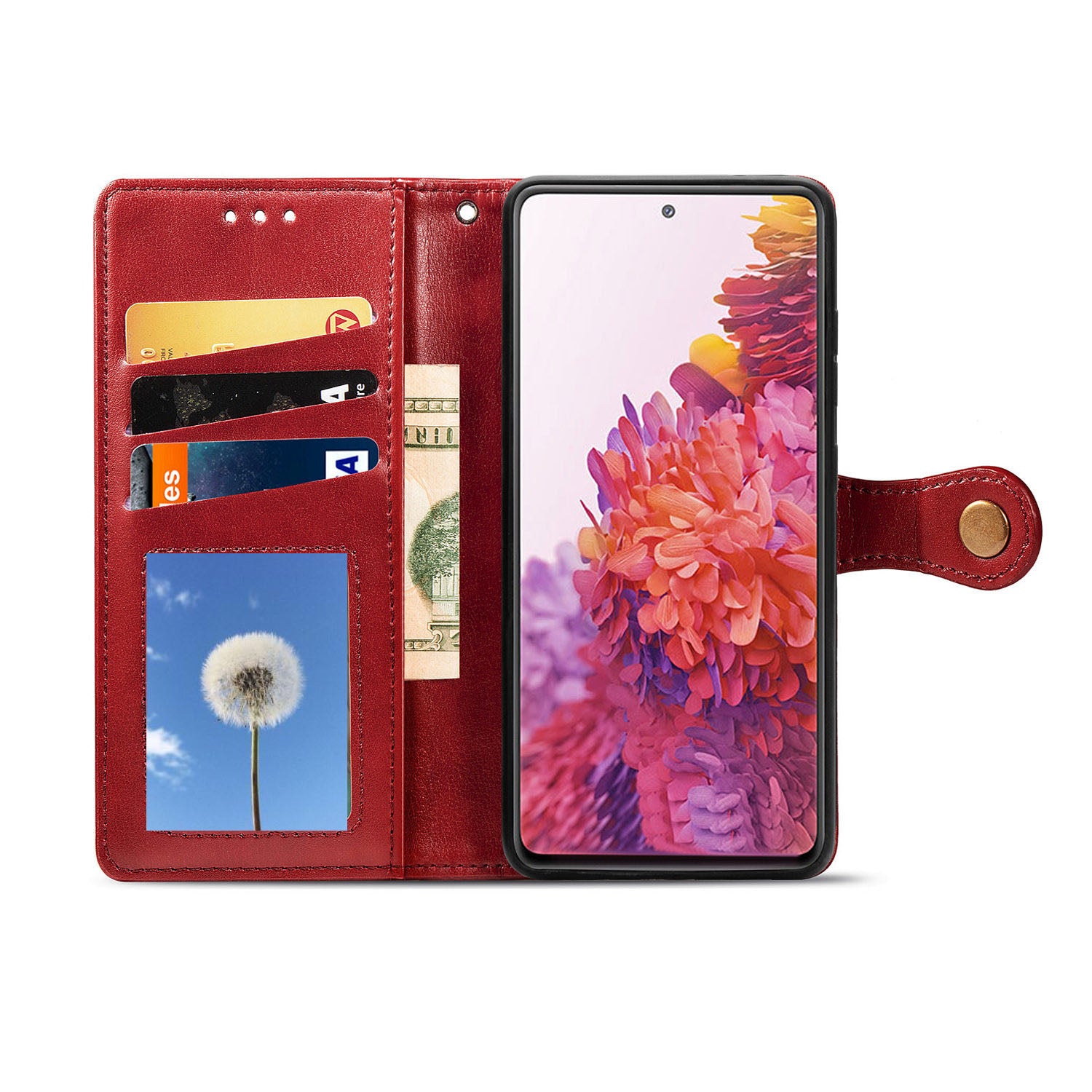 Solid Color Wallet Stand Leather Phone Shell for Samsung Galaxy S20 FE 4G/FE 5G/S20 Lite/S20 FE 2022  - Red