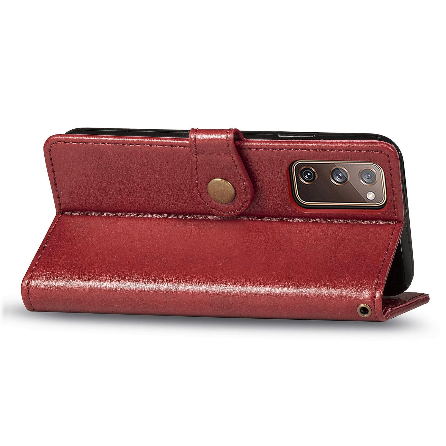 Solid Color Wallet Stand Leather Phone Shell for Samsung Galaxy S20 FE 4G/FE 5G/S20 Lite/S20 FE 2022  - Red