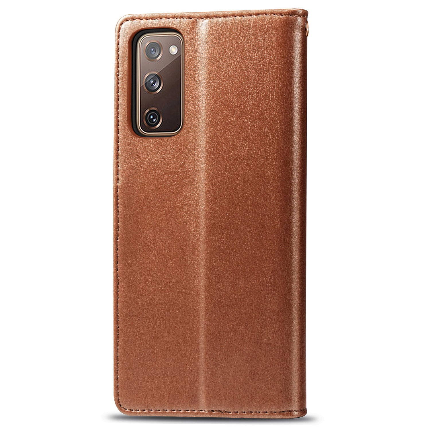 Solid Color Wallet Stand Leather Phone Shell for Samsung Galaxy S20 FE 4G/FE 5G/S20 Lite/S20 FE 2022  - Light Brown