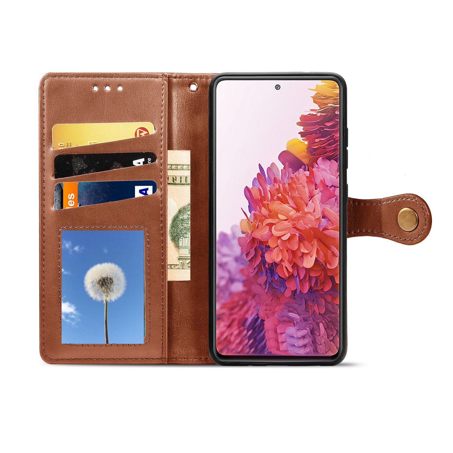 Solid Color Wallet Stand Leather Phone Shell for Samsung Galaxy S20 FE 4G/FE 5G/S20 Lite/S20 FE 2022  - Light Brown