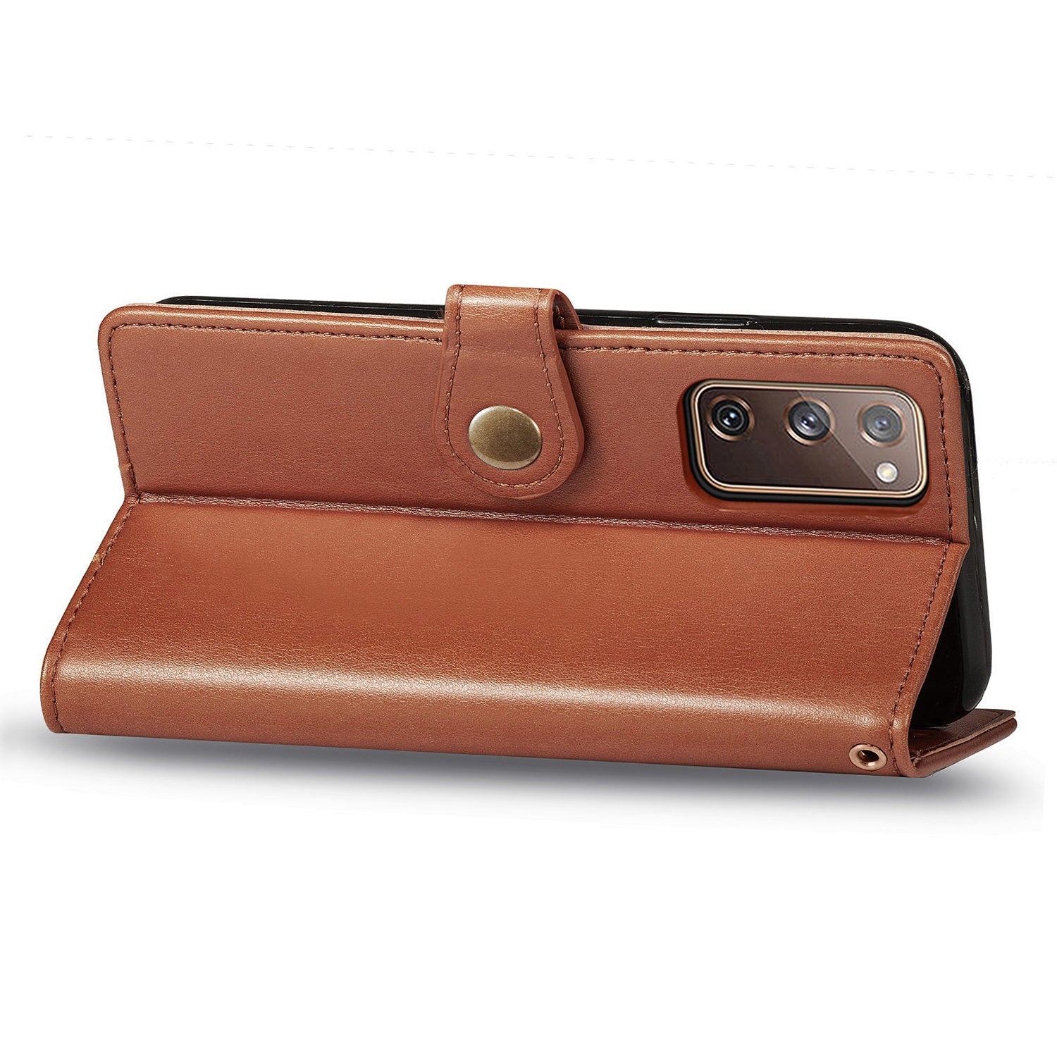 Solid Color Wallet Stand Leather Phone Shell for Samsung Galaxy S20 FE 4G/FE 5G/S20 Lite/S20 FE 2022  - Light Brown