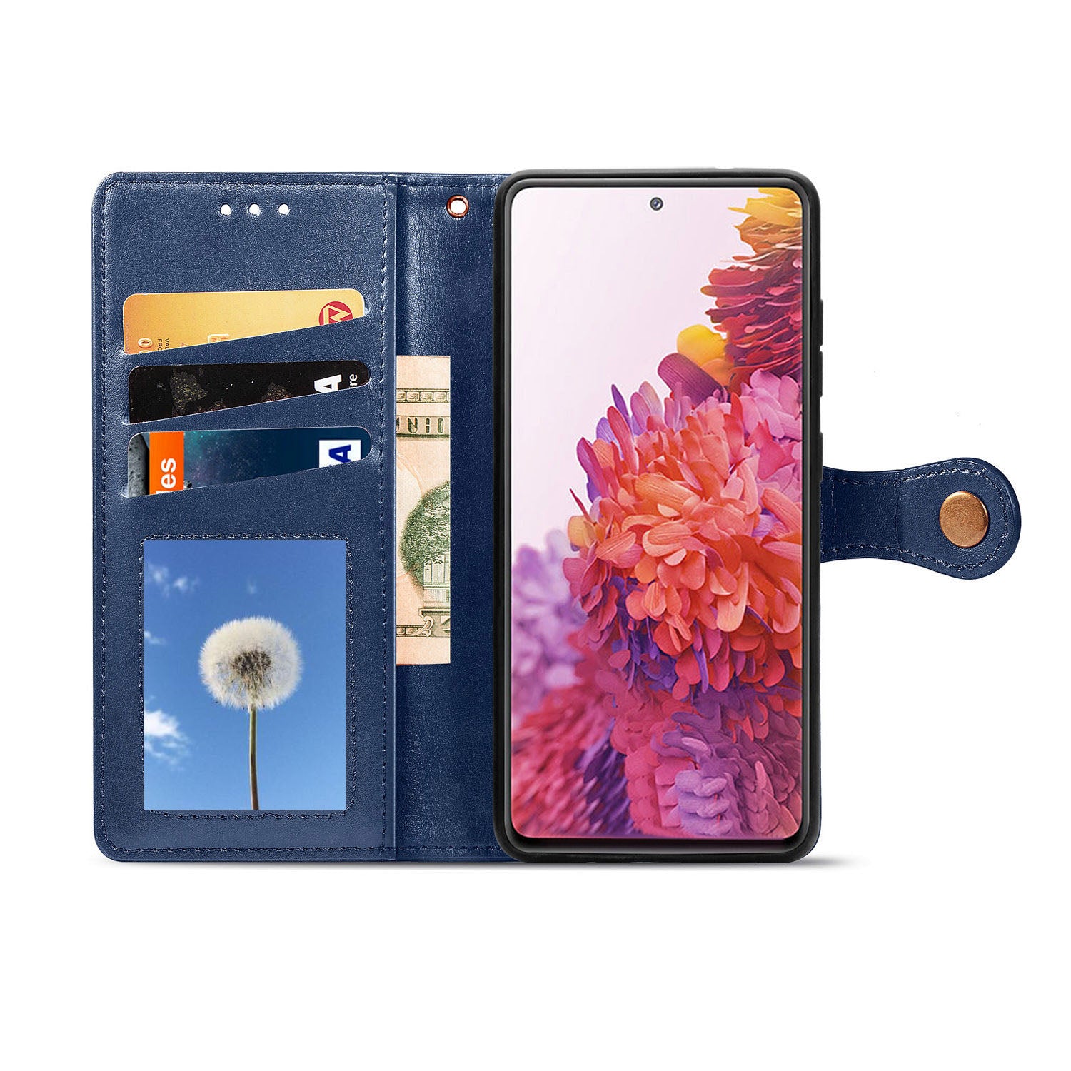 Solid Color Wallet Stand Leather Phone Shell for Samsung Galaxy S20 FE 4G/FE 5G/S20 Lite/S20 FE 2022  - Dark Blue