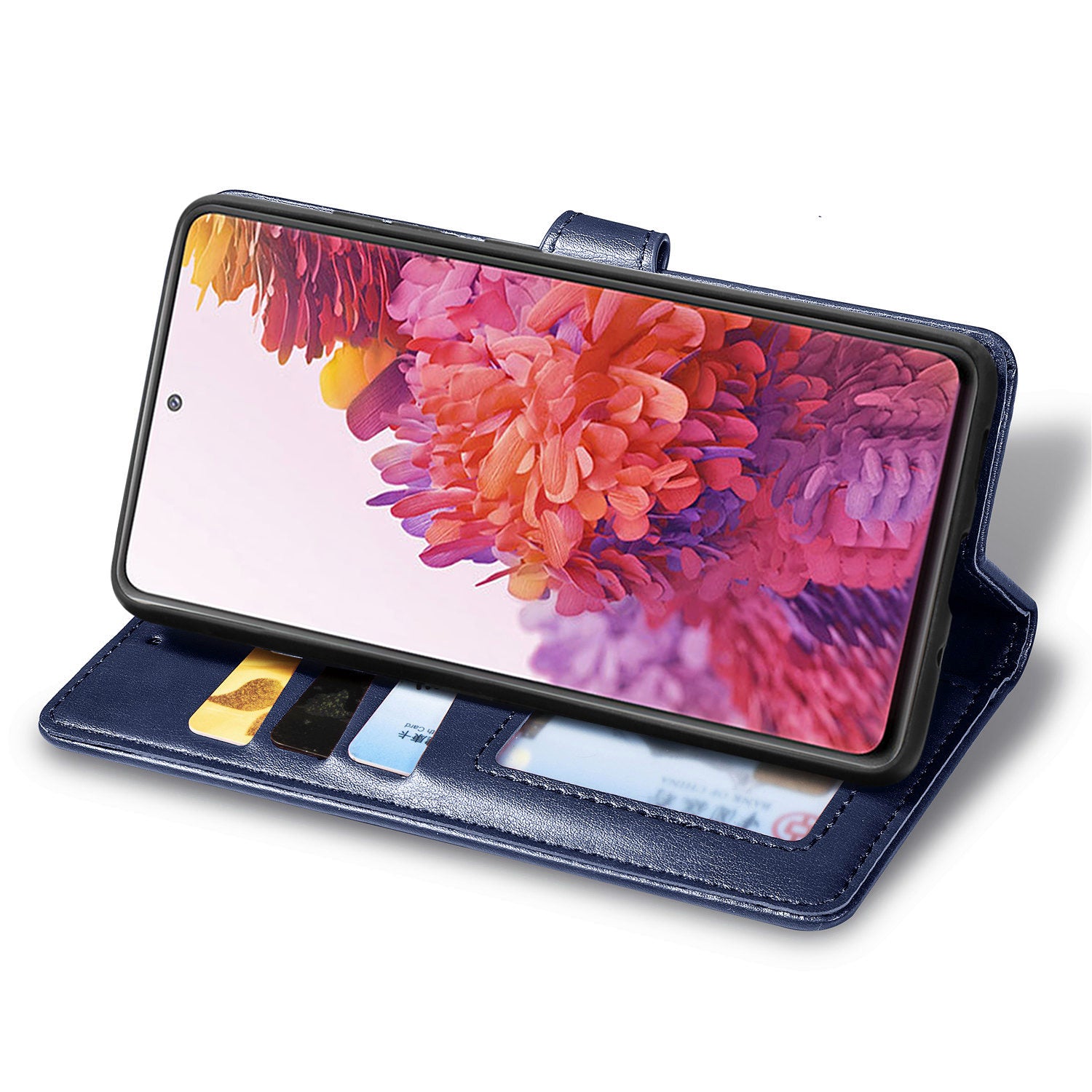 Solid Color Wallet Stand Leather Phone Shell for Samsung Galaxy S20 FE 4G/FE 5G/S20 Lite/S20 FE 2022  - Dark Blue