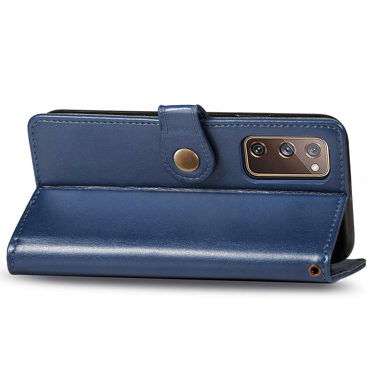 Solid Color Wallet Stand Leather Phone Shell for Samsung Galaxy S20 FE 4G/FE 5G/S20 Lite/S20 FE 2022  - Dark Blue