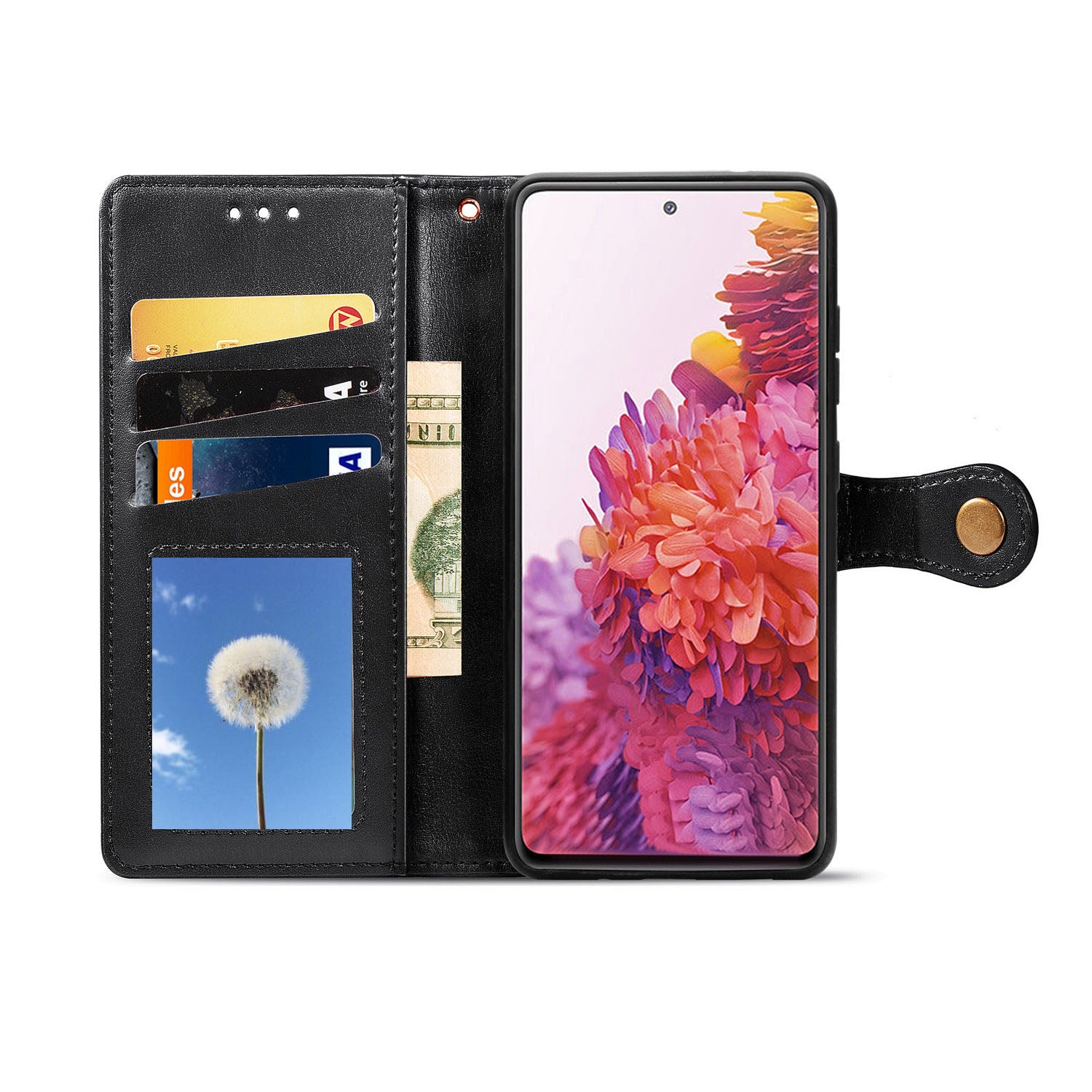 Solid Color Wallet Stand Leather Phone Shell for Samsung Galaxy S20 FE 4G/FE 5G/S20 Lite/S20 FE 2022  - Black