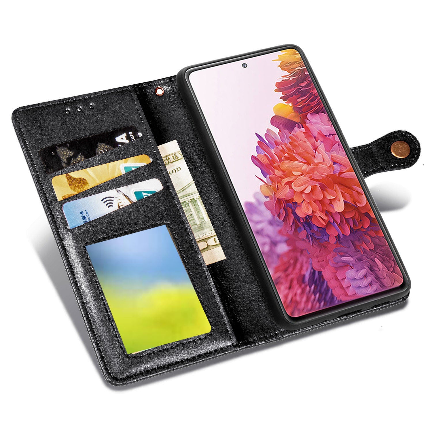 Solid Color Wallet Stand Leather Phone Shell for Samsung Galaxy S20 FE 4G/FE 5G/S20 Lite/S20 FE 2022  - Black