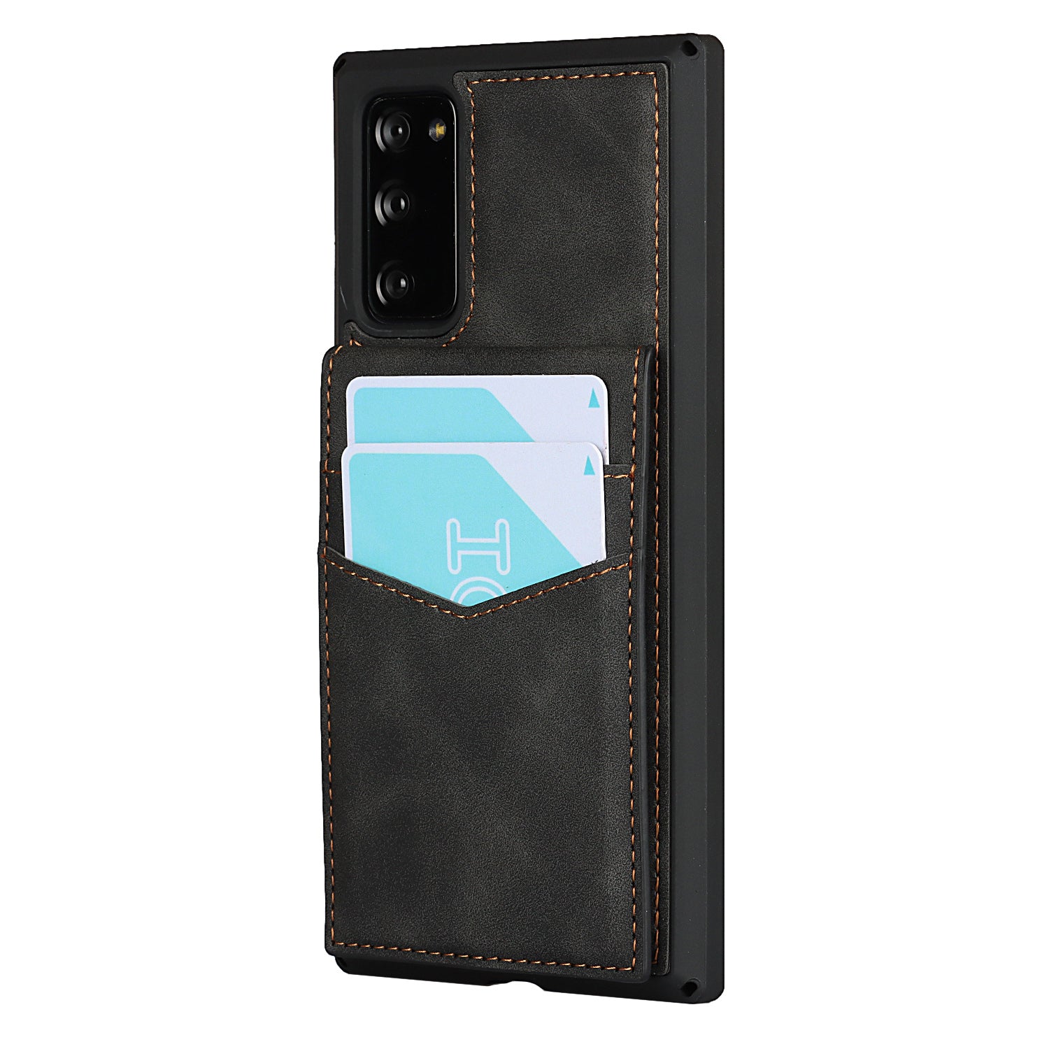 Skin-Touch PU Leather Coated TPU Kickstand Card Slot Design Phone Case with Strap for Samsung Galaxy S20 FE/S20 Fan Edition/S20 FE 5G/S20 Fan Edition 5G - Black