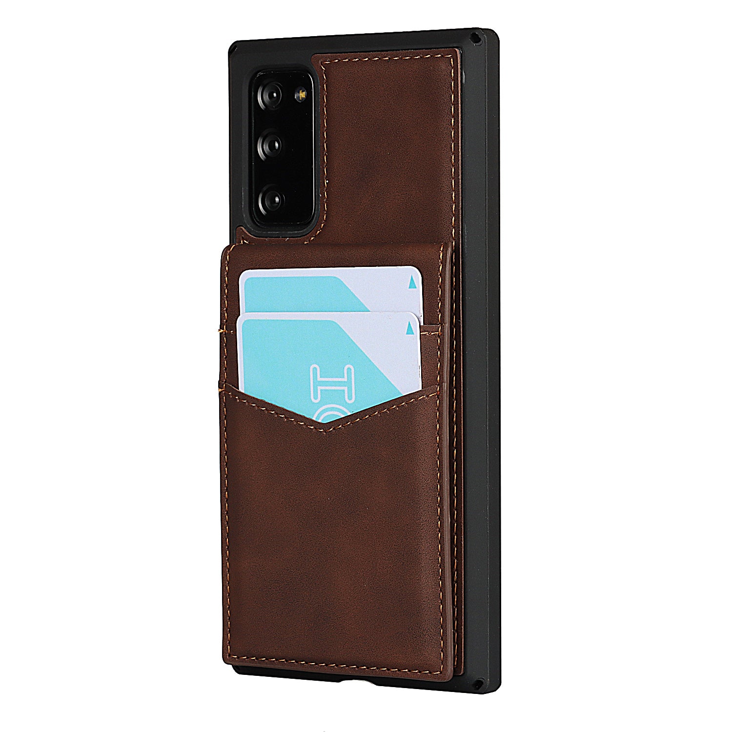 Skin-Touch PU Leather Coated TPU Kickstand Card Slot Design Phone Case with Strap for Samsung Galaxy S20 FE/S20 Fan Edition/S20 FE 5G/S20 Fan Edition 5G - Brown