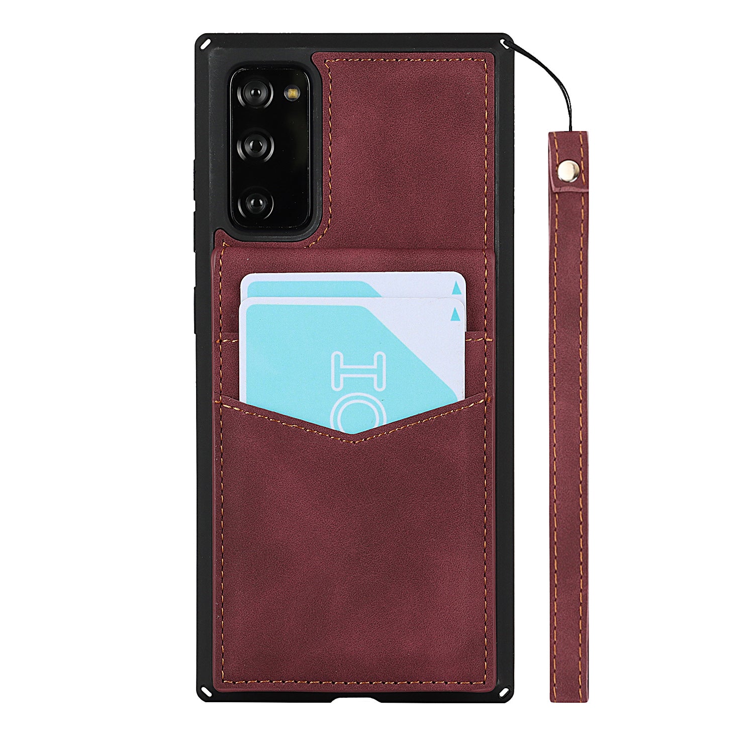 Skin-Touch PU Leather Coated TPU Kickstand Card Slot Design Phone Case with Strap for Samsung Galaxy S20 FE/S20 Fan Edition/S20 FE 5G/S20 Fan Edition 5G - Red