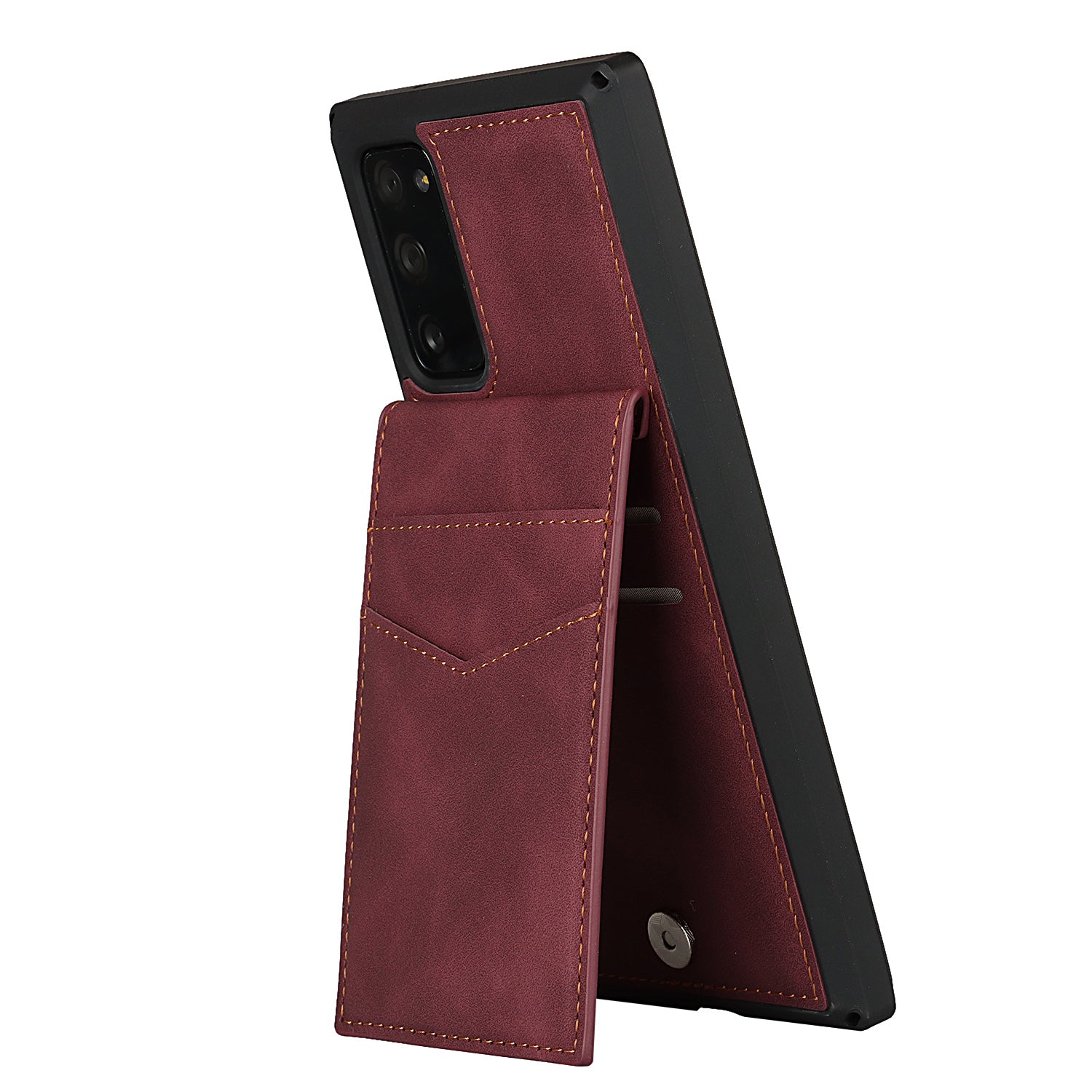 Skin-Touch PU Leather Coated TPU Kickstand Card Slot Design Phone Case with Strap for Samsung Galaxy S20 FE/S20 Fan Edition/S20 FE 5G/S20 Fan Edition 5G - Red