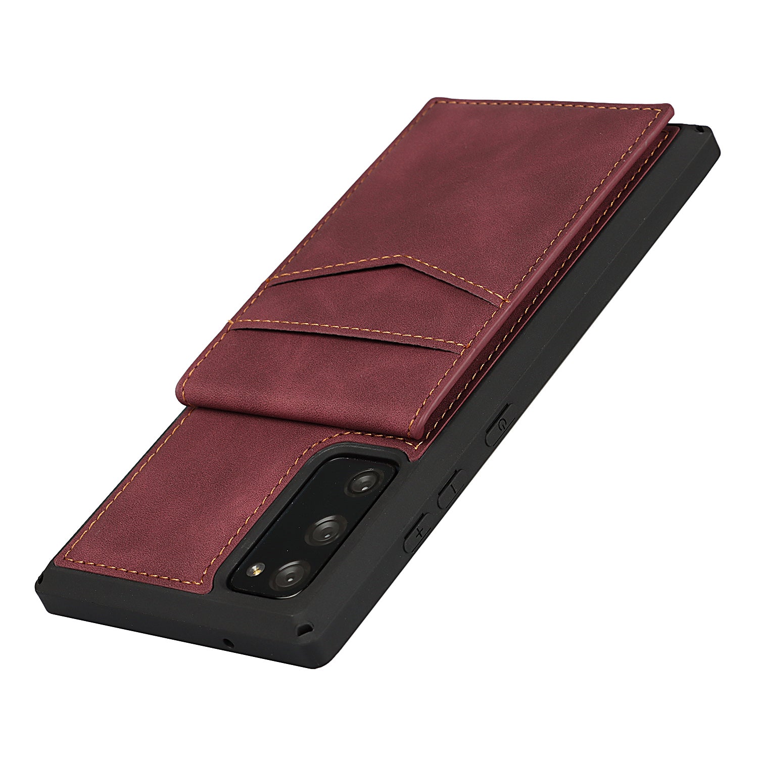 Skin-Touch PU Leather Coated TPU Kickstand Card Slot Design Phone Case with Strap for Samsung Galaxy S20 FE/S20 Fan Edition/S20 FE 5G/S20 Fan Edition 5G - Red