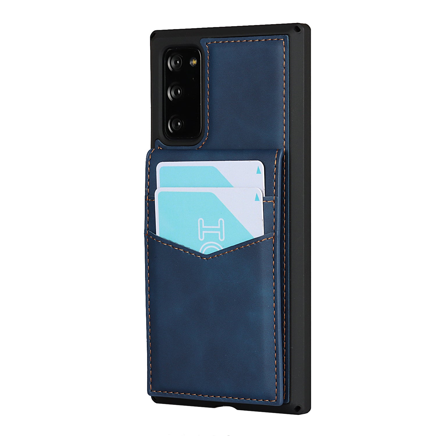 Skin-Touch PU Leather Coated TPU Kickstand Card Slot Design Phone Case with Strap for Samsung Galaxy S20 FE/S20 Fan Edition/S20 FE 5G/S20 Fan Edition 5G - Blue