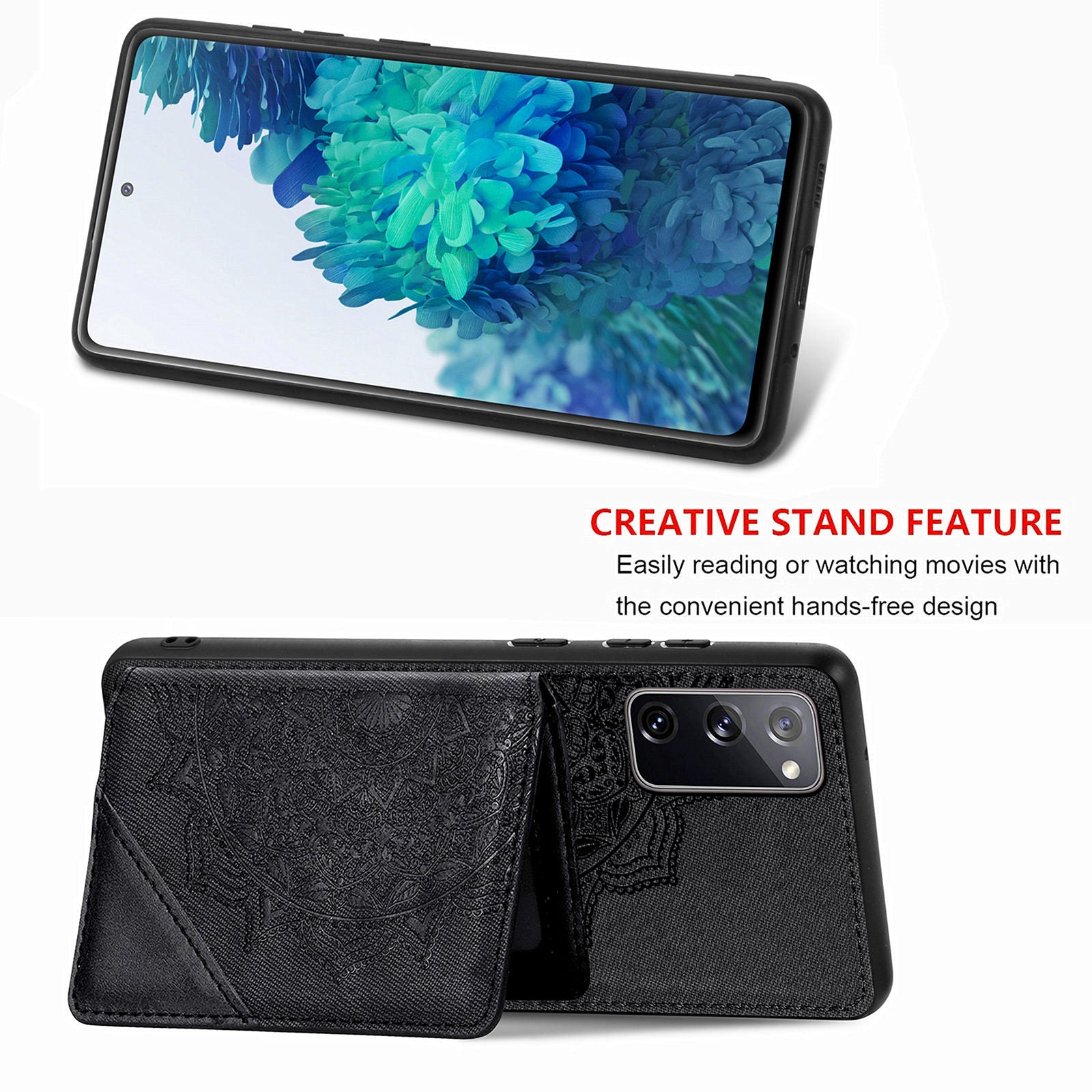 Mandala Flower Pattern PU Leather+TPU Flip Wallet Phone Case for Samsung Galaxy S20 FE 4G/FE 5G/S20 Lite/S20 FE 2022  - Black