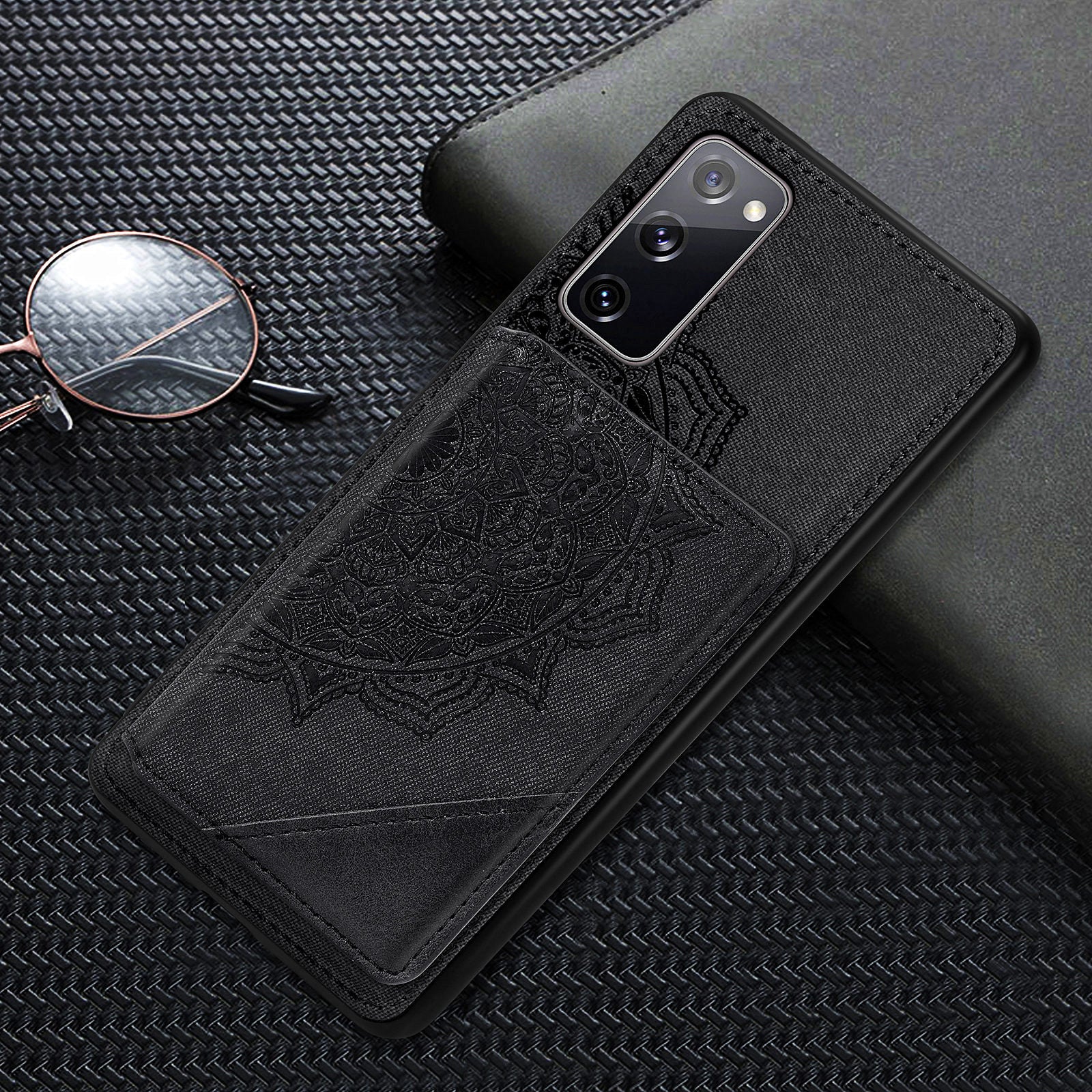 Mandala Flower Pattern PU Leather+TPU Flip Wallet Phone Case for Samsung Galaxy S20 FE 4G/FE 5G/S20 Lite/S20 FE 2022  - Black