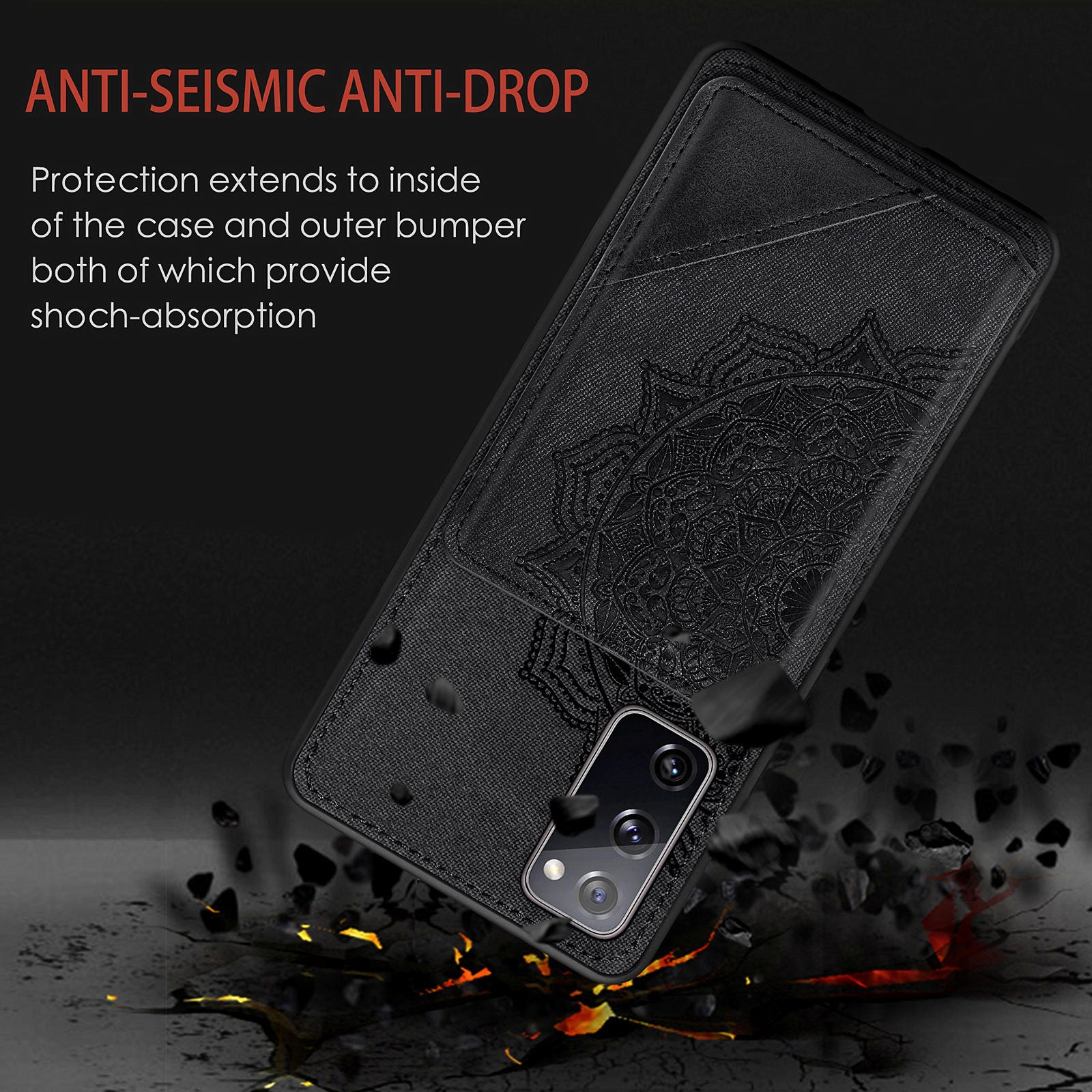 Mandala Flower Pattern PU Leather+TPU Flip Wallet Phone Case for Samsung Galaxy S20 FE 4G/FE 5G/S20 Lite/S20 FE 2022  - Black