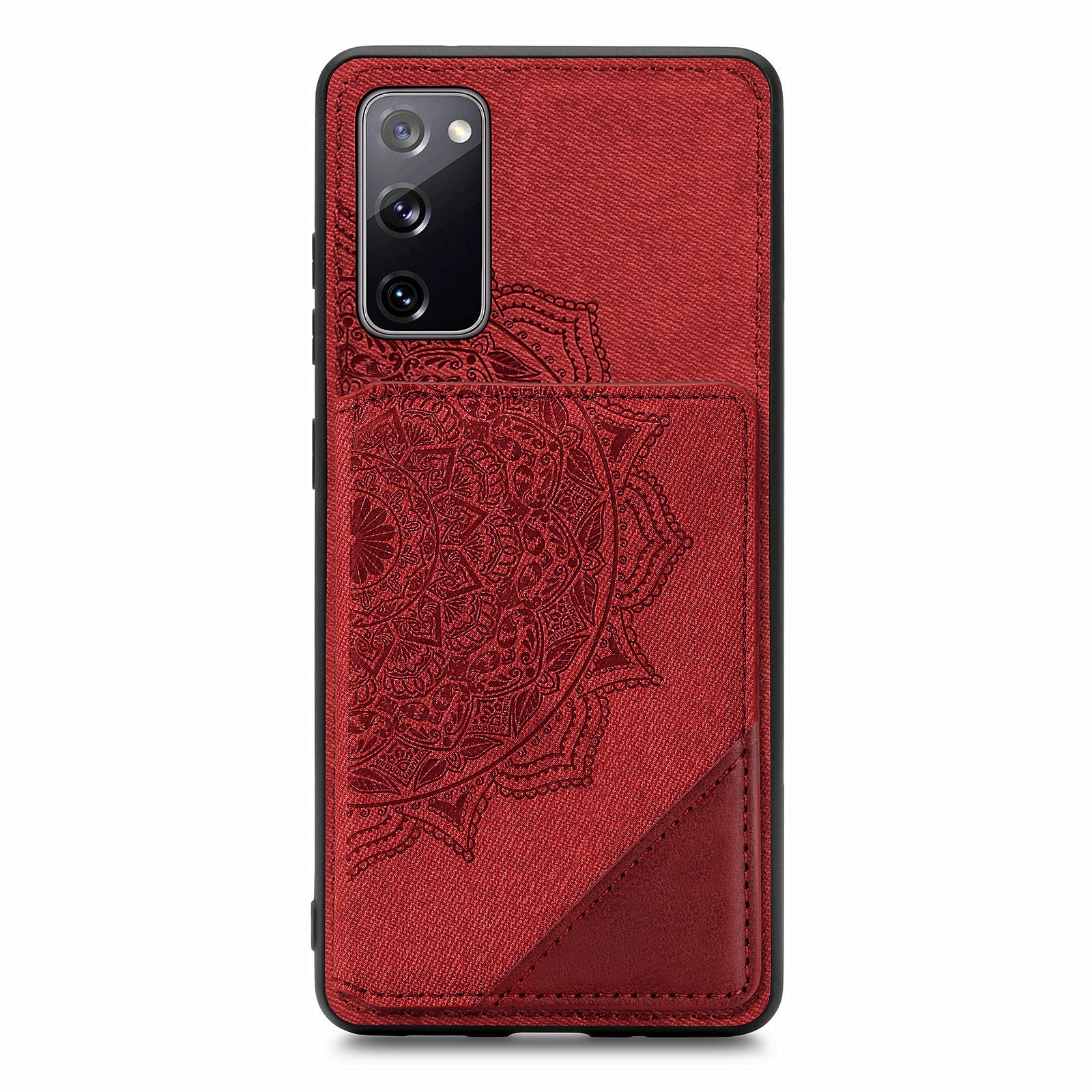 Mandala Flower Pattern PU Leather+TPU Flip Wallet Phone Case for Samsung Galaxy S20 FE 4G/FE 5G/S20 Lite/S20 FE 2022  - Red