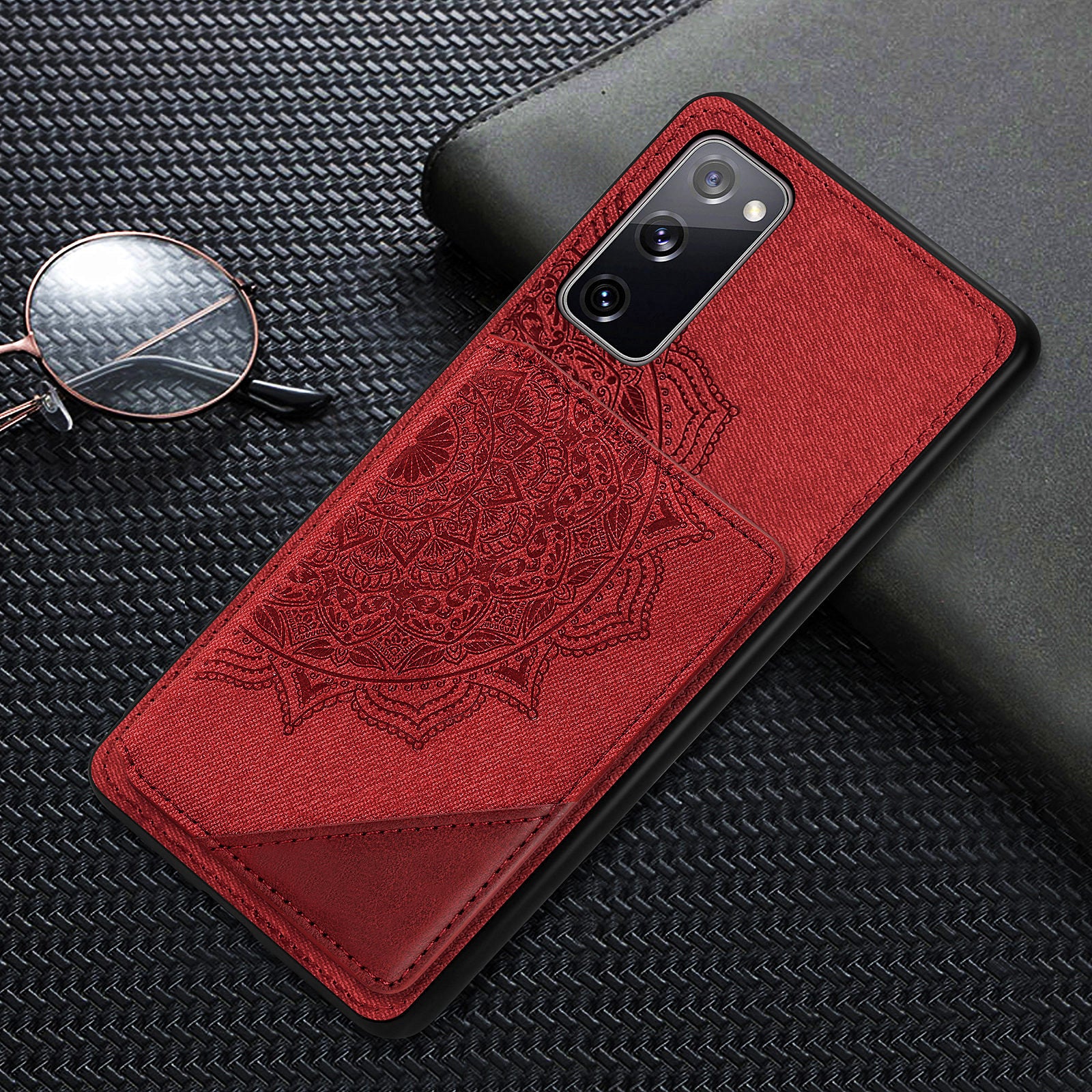 Mandala Flower Pattern PU Leather+TPU Flip Wallet Phone Case for Samsung Galaxy S20 FE 4G/FE 5G/S20 Lite/S20 FE 2022  - Red