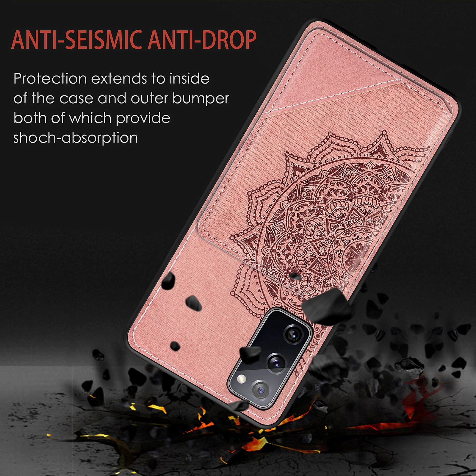 Mandala Flower Pattern PU Leather+TPU Flip Wallet Phone Case for Samsung Galaxy S20 FE 4G/FE 5G/S20 Lite/S20 FE 2022  - Pink