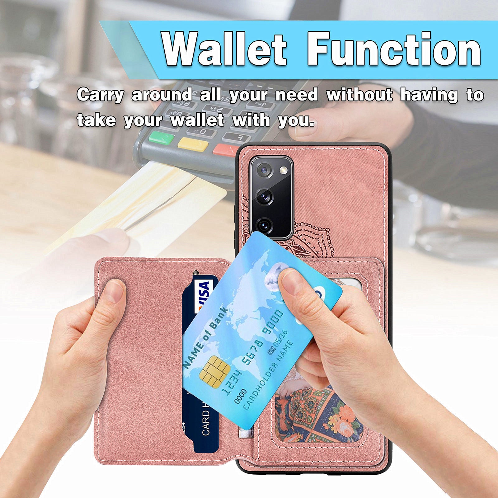 Mandala Flower Pattern PU Leather+TPU Flip Wallet Phone Case for Samsung Galaxy S20 FE 4G/FE 5G/S20 Lite/S20 FE 2022  - Pink