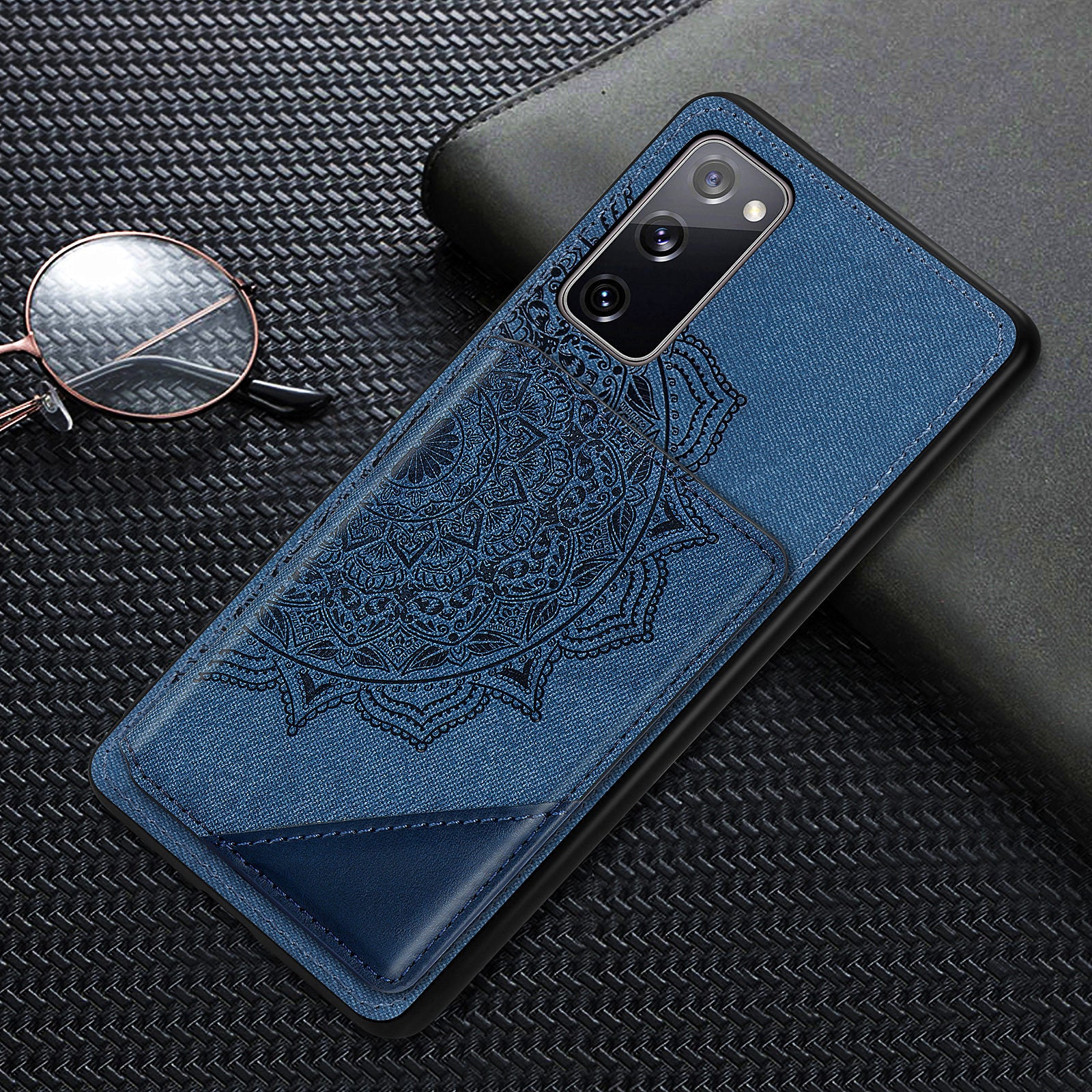 Mandala Flower Pattern PU Leather+TPU Flip Wallet Phone Case for Samsung Galaxy S20 FE 4G/FE 5G/S20 Lite/S20 FE 2022  - Blue