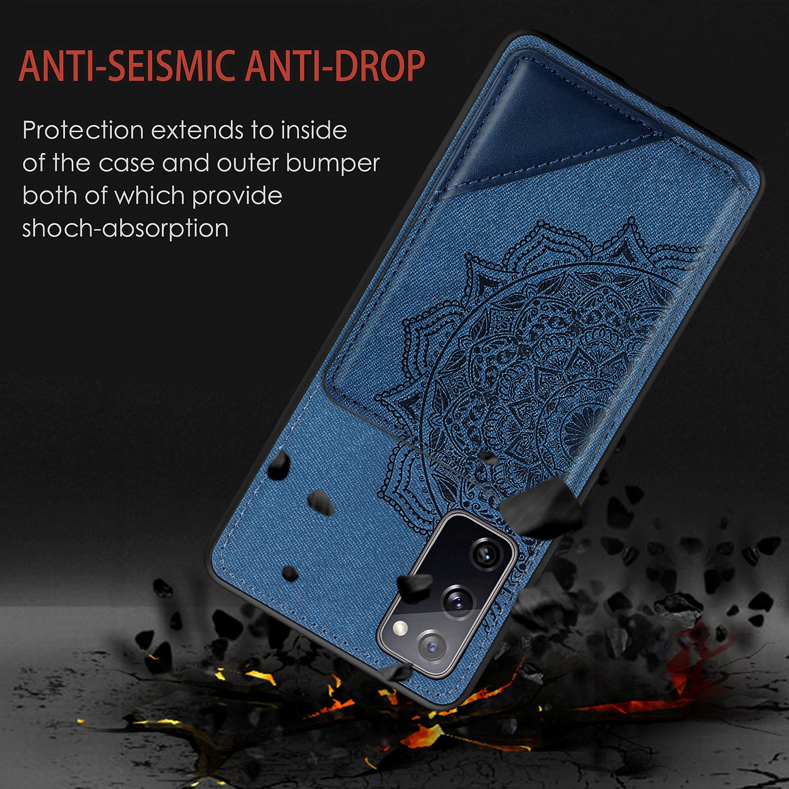 Mandala Flower Pattern PU Leather+TPU Flip Wallet Phone Case for Samsung Galaxy S20 FE 4G/FE 5G/S20 Lite/S20 FE 2022  - Blue