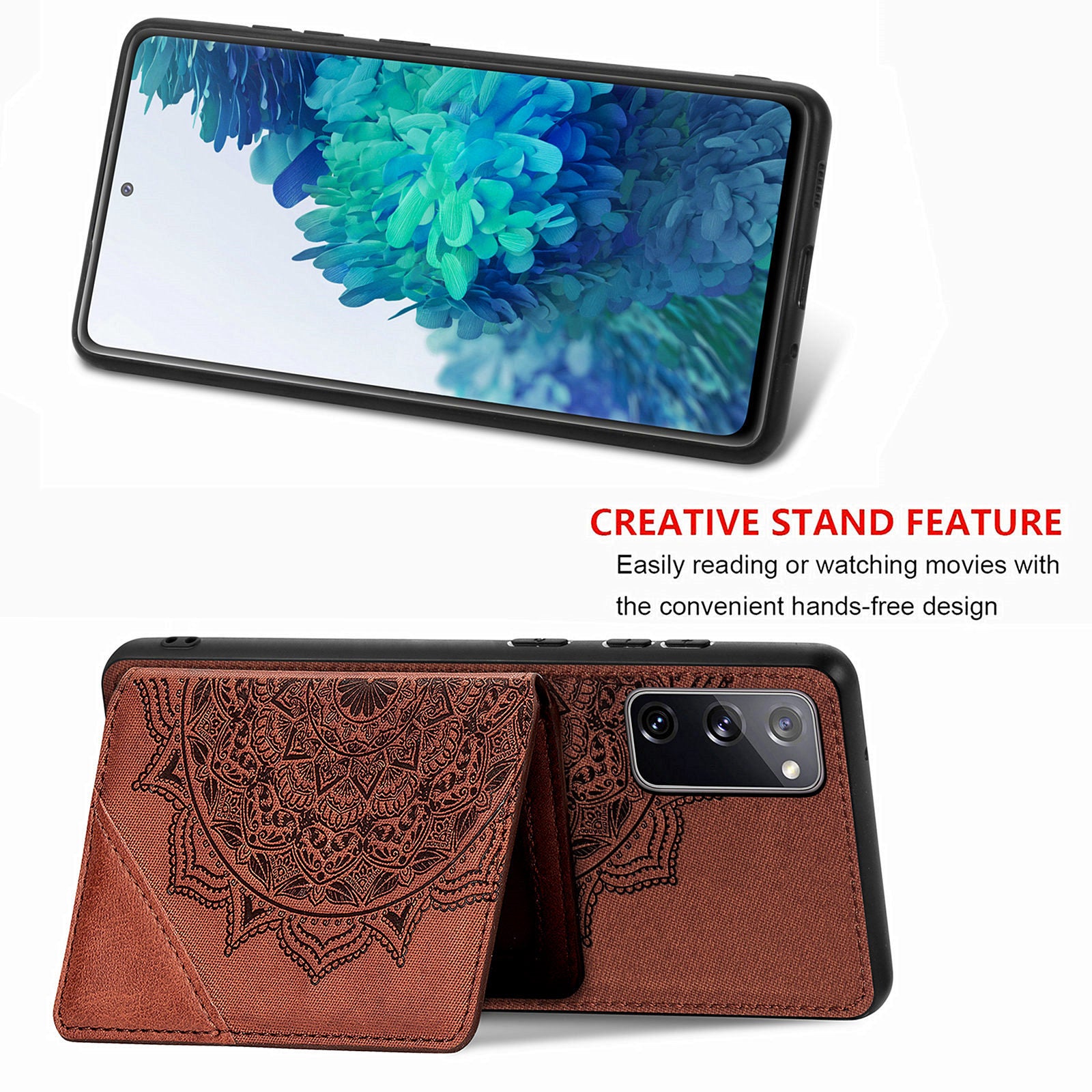 Mandala Flower Pattern PU Leather+TPU Flip Wallet Phone Case for Samsung Galaxy S20 FE 4G/FE 5G/S20 Lite/S20 FE 2022  - Brown