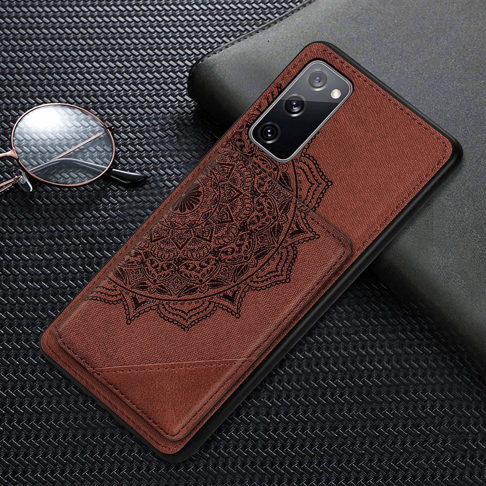 Mandala Flower Pattern PU Leather+TPU Flip Wallet Phone Case for Samsung Galaxy S20 FE 4G/FE 5G/S20 Lite/S20 FE 2022  - Brown