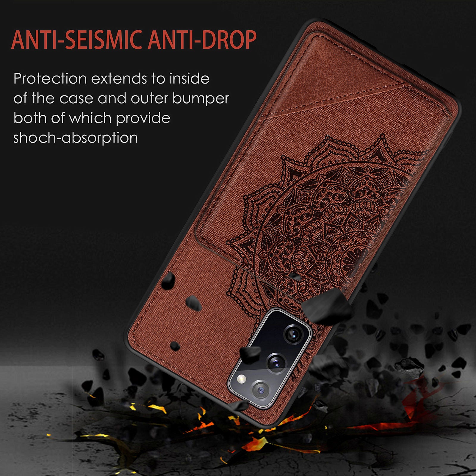 Mandala Flower Pattern PU Leather+TPU Flip Wallet Phone Case for Samsung Galaxy S20 FE 4G/FE 5G/S20 Lite/S20 FE 2022  - Brown