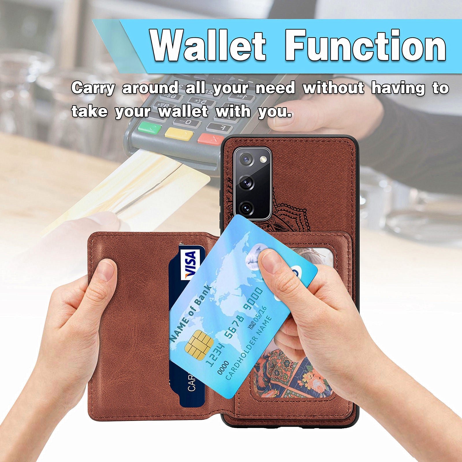 Mandala Flower Pattern PU Leather+TPU Flip Wallet Phone Case for Samsung Galaxy S20 FE 4G/FE 5G/S20 Lite/S20 FE 2022  - Brown