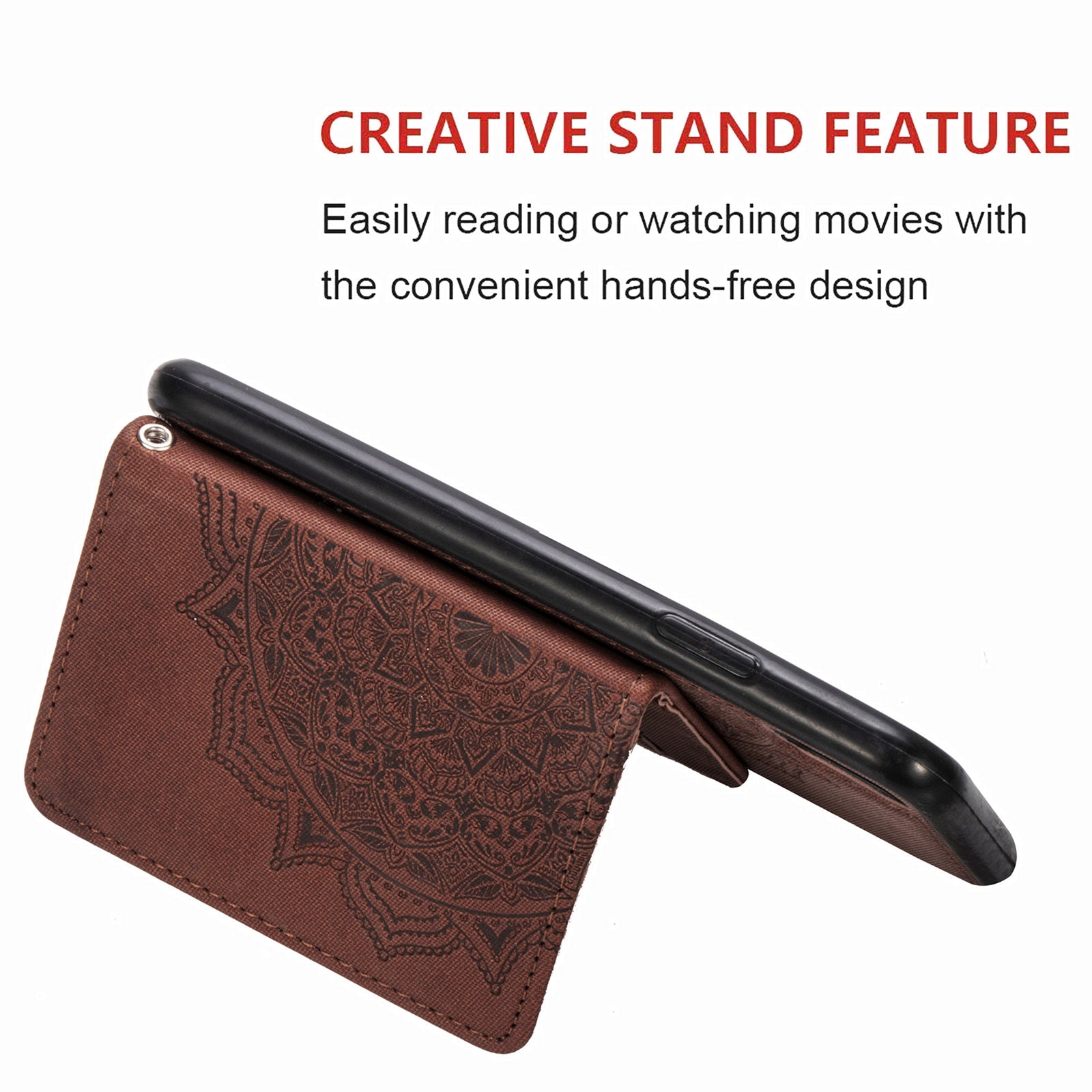 Card Slot Design PU Leather Coated TPU Phone Case with Kickstand and Strap for Samsung Galaxy S20 FE 4G/FE 5G/S20 Lite/S20 FE 2022  - Brown