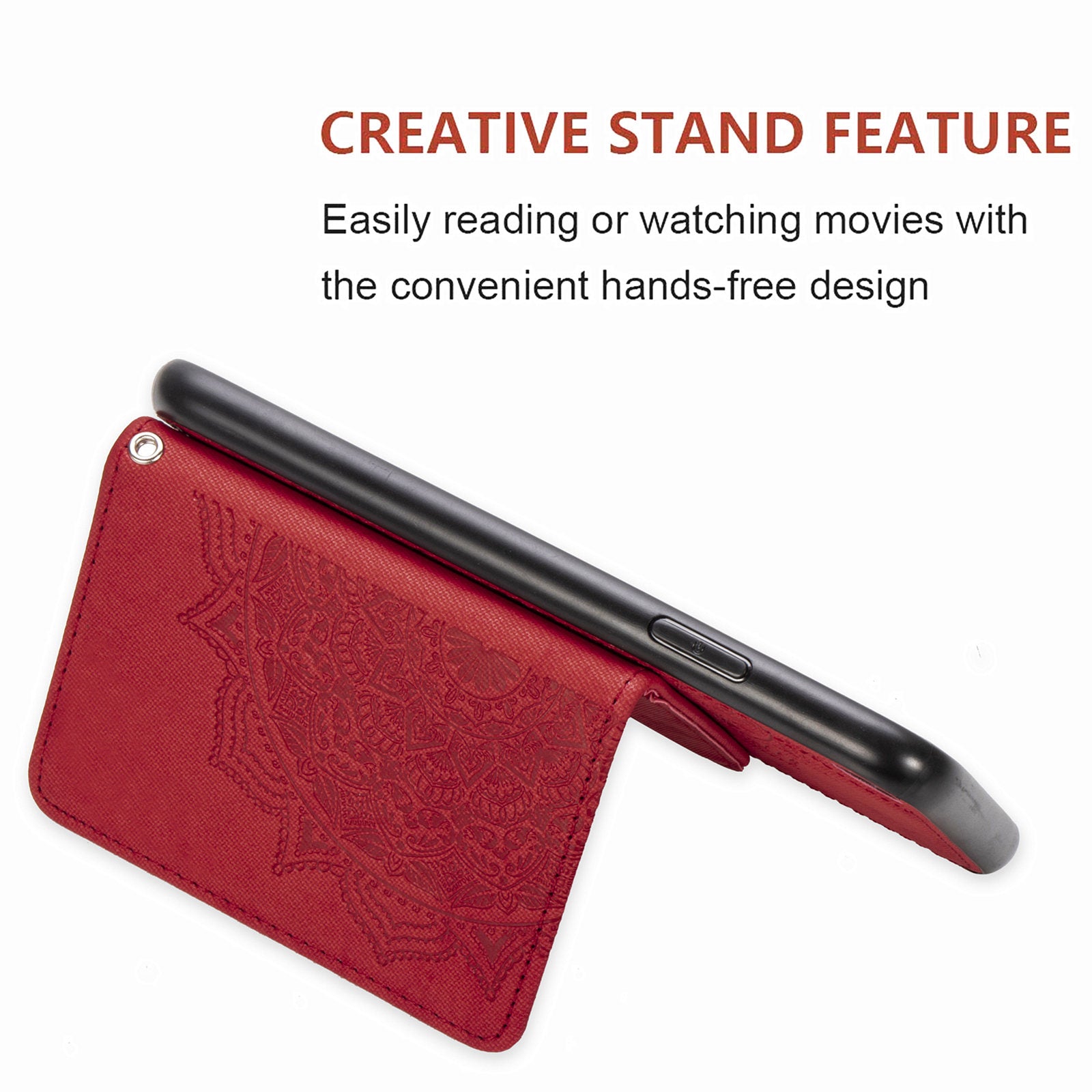 Card Slot Design PU Leather Coated TPU Phone Case with Kickstand and Strap for Samsung Galaxy S20 FE 4G/FE 5G/S20 Lite/S20 FE 2022  - Red