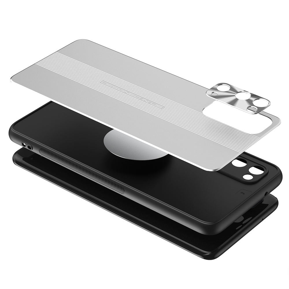 [Built-in Magnet Sheet] Shock-Absorbed Full Protection TPU + Metal Hybrid Protective Case for Samsung Galaxy S20 4G/S20 5G - Silver