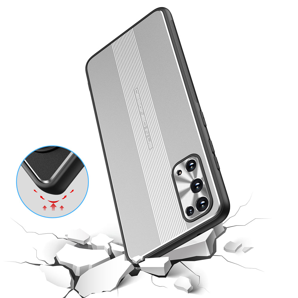 [Built-in Magnet Sheet] Shock-Absorbed Full Protection TPU + Metal Hybrid Protective Case for Samsung Galaxy S20 4G/S20 5G - Silver