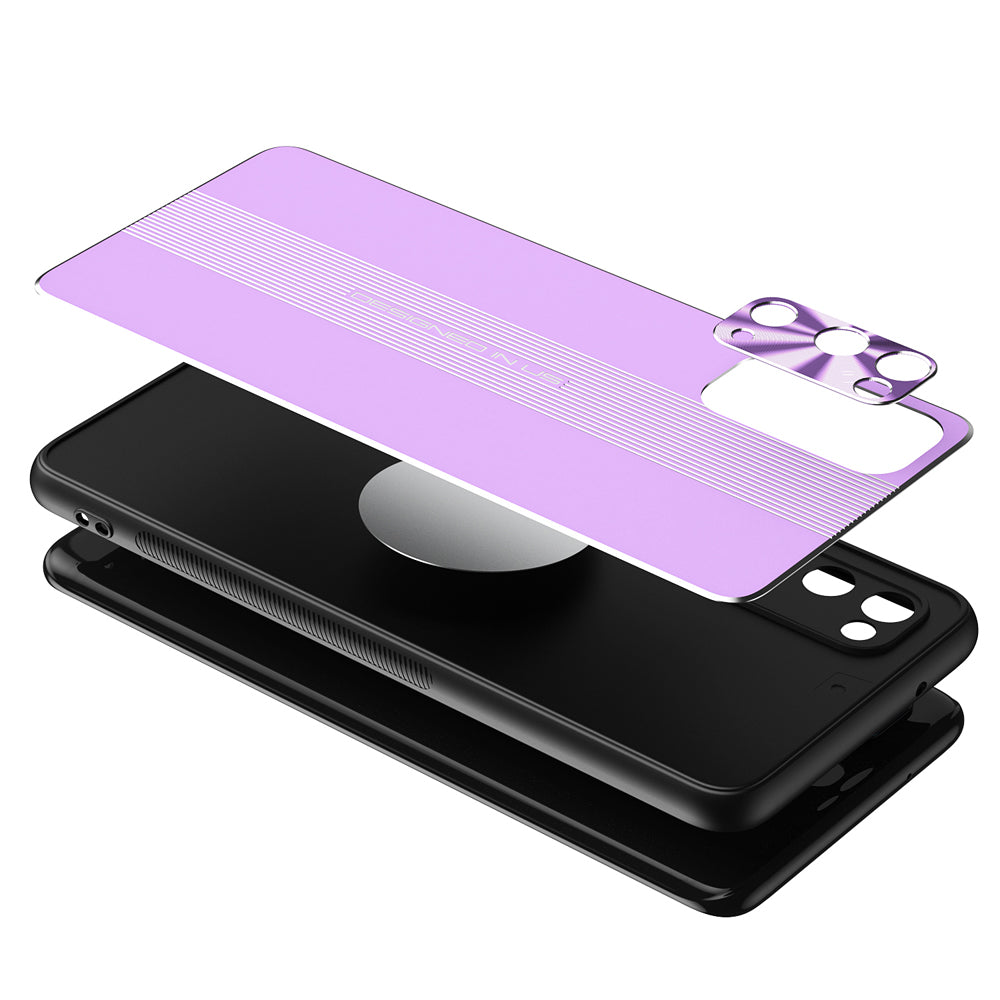 [Built-in Magnet Sheet] Shock-Absorbed Full Protection TPU + Metal Hybrid Protective Case for Samsung Galaxy S20 4G/S20 5G - Purple