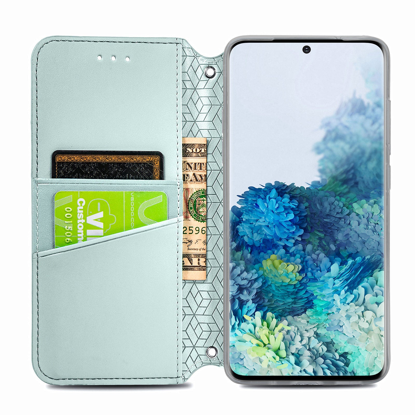 Imprinted Mandala Flower Pattern Auto-absorbed PU Leather Case Stand Wallet for Samsung Galaxy S20 4G/S20 5G - Grey