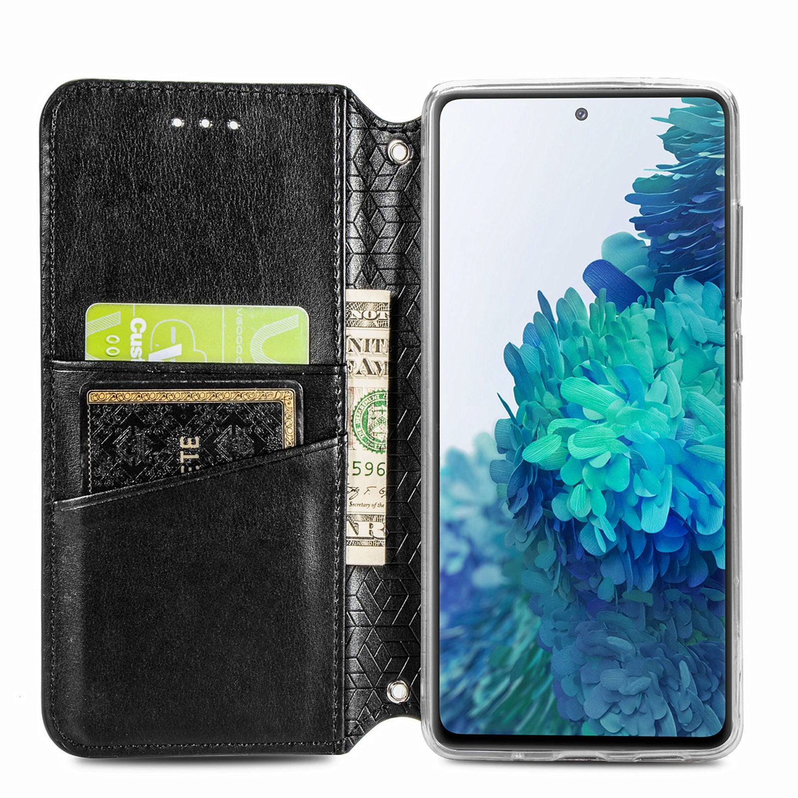 Stand Wallet Design Imprinted Mandala Flower Pattern Auto-absorbed PU Leather Case for Samsung Galaxy S20 FE 4G/FE 5G/S20 Lite/S20 FE 2022  - Black