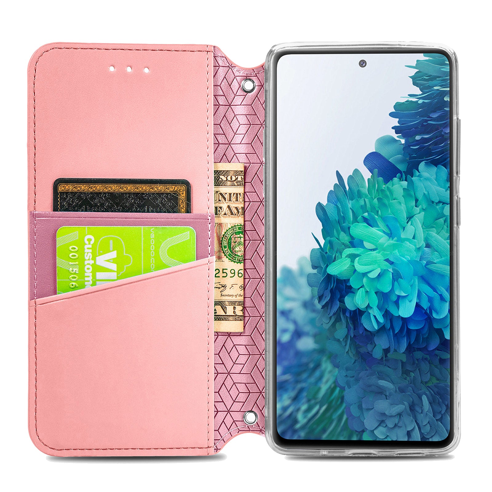 Stand Wallet Design Imprinted Mandala Flower Pattern Auto-absorbed PU Leather Case for Samsung Galaxy S20 FE 4G/FE 5G/S20 Lite/S20 FE 2022  - Pink