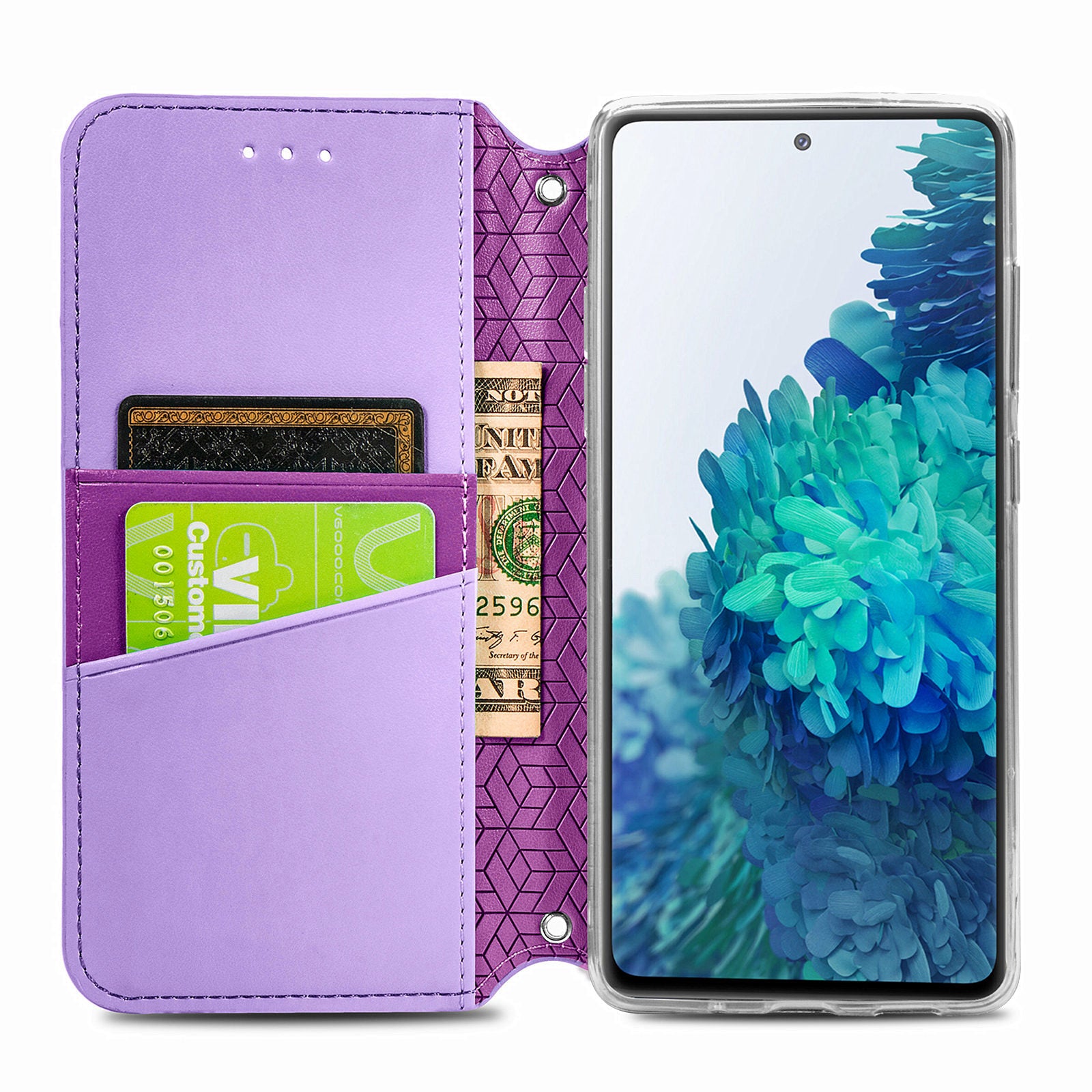 Stand Wallet Design Imprinted Mandala Flower Pattern Auto-absorbed PU Leather Case for Samsung Galaxy S20 FE 4G/FE 5G/S20 Lite/S20 FE 2022  - Purple