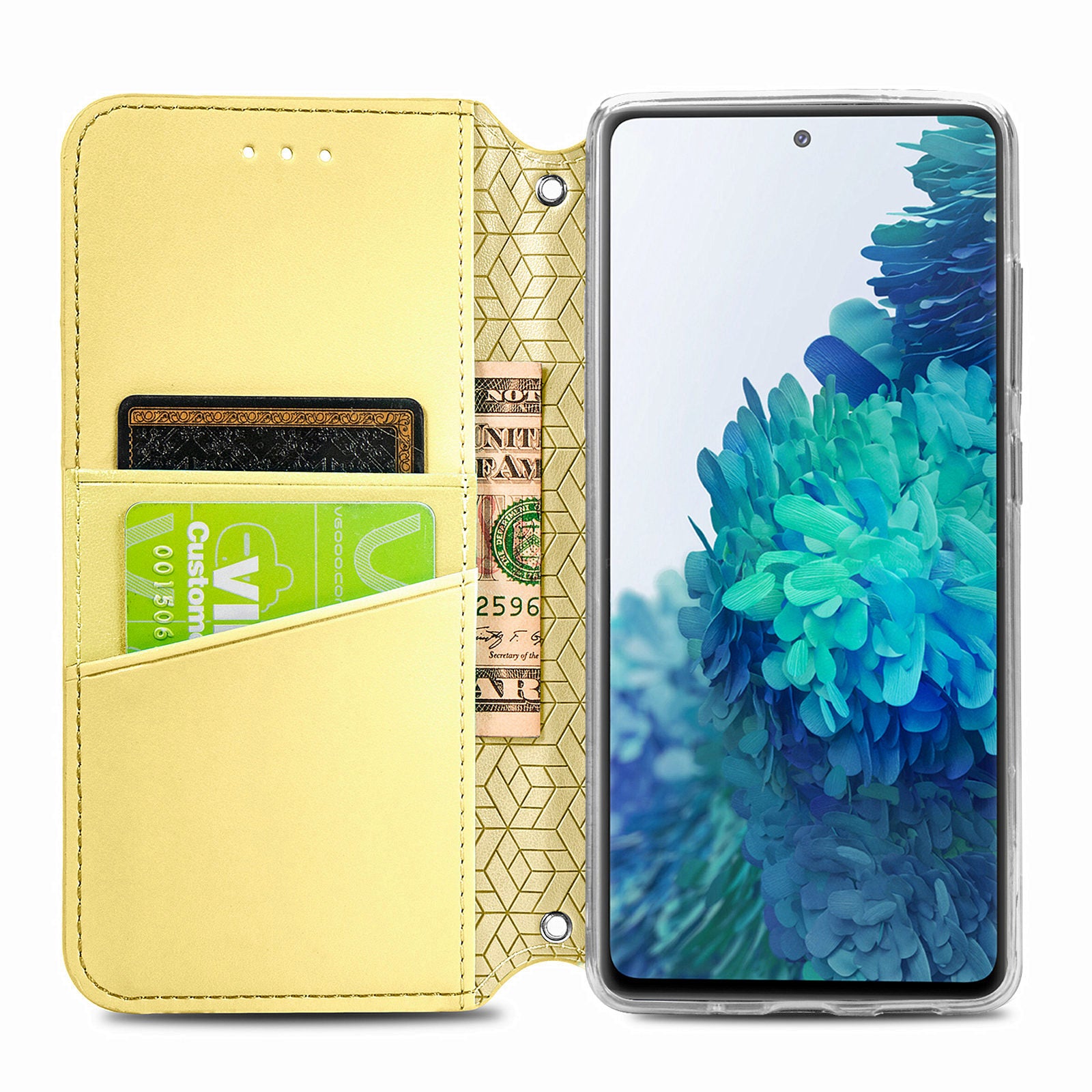 Stand Wallet Design Imprinted Mandala Flower Pattern Auto-absorbed PU Leather Case for Samsung Galaxy S20 FE 4G/FE 5G/S20 Lite/S20 FE 2022  - Yellow