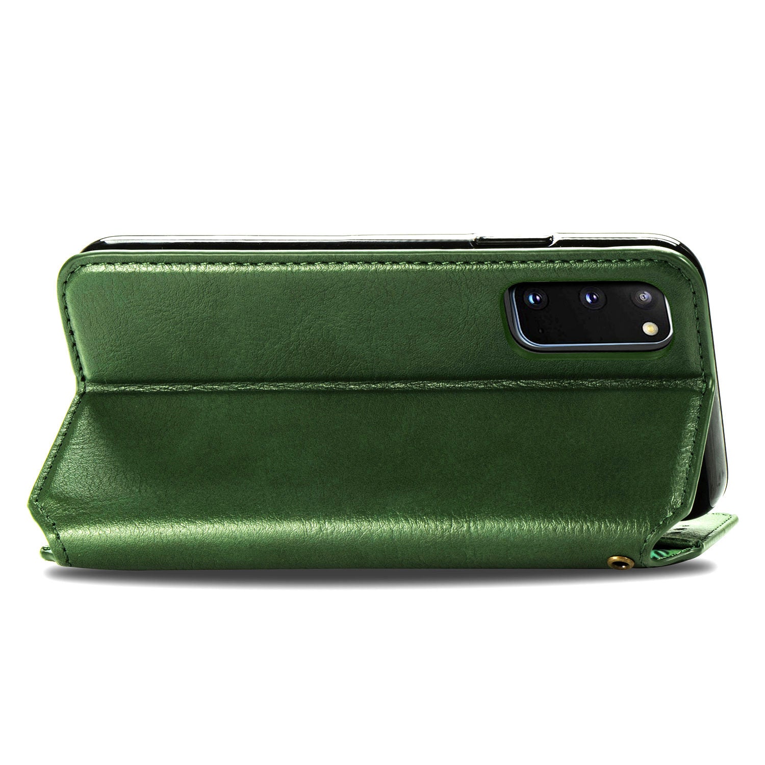 Fashionable Auto-absorbed Rhombus Texture PU Leather Wallet Phone Cover for Samsung Galaxy S20 4G/S20 5G - Green