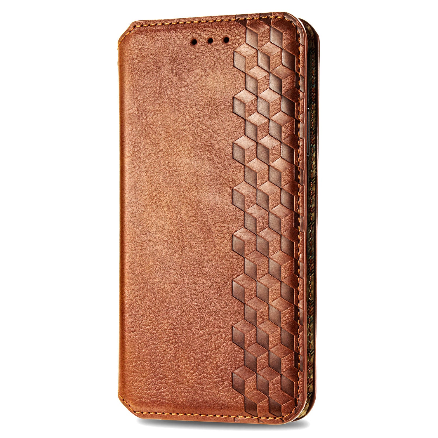 Fashionable Auto-absorbed Rhombus Texture PU Leather Wallet Phone Cover for Samsung Galaxy S20 4G/S20 5G - Light Brown