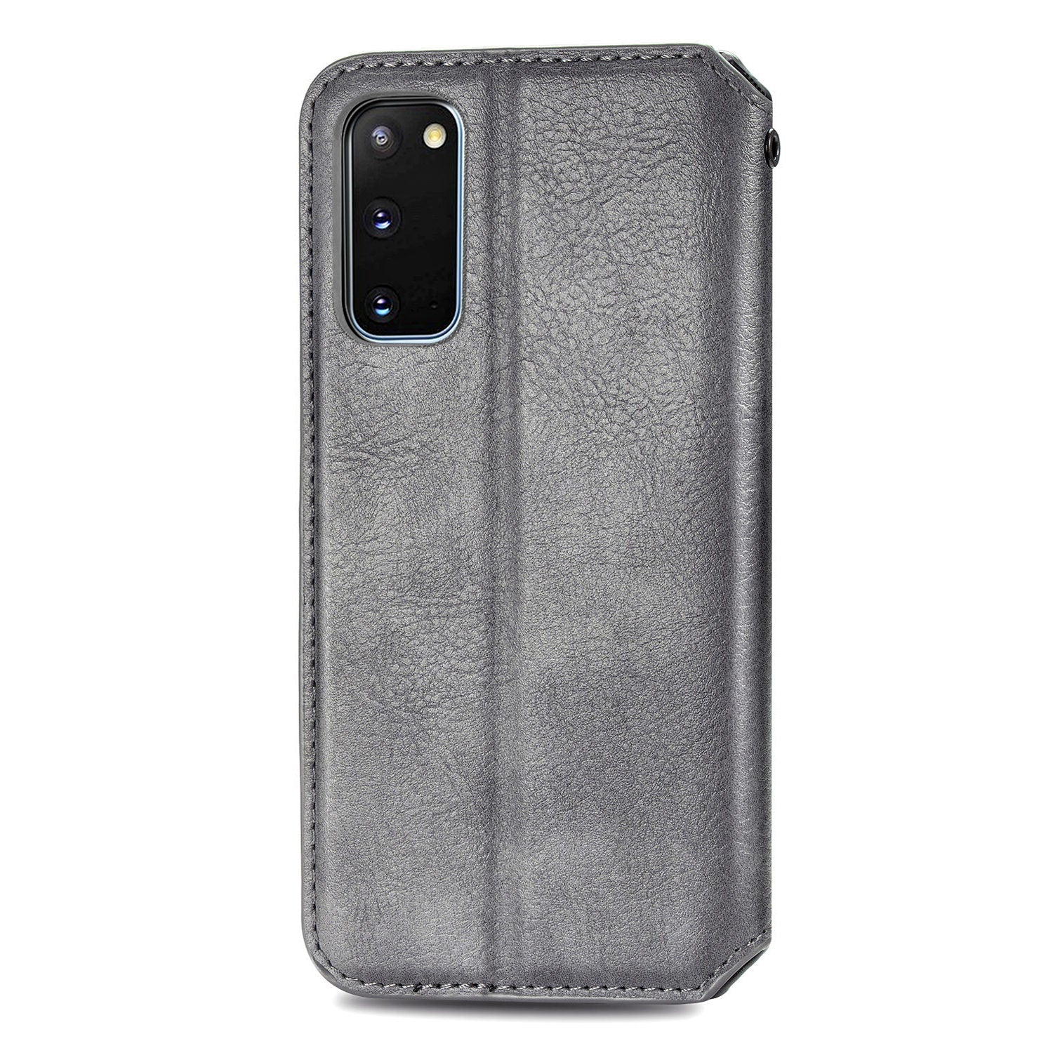 Fashionable Auto-absorbed Rhombus Texture PU Leather Wallet Phone Cover for Samsung Galaxy S20 4G/S20 5G - Grey